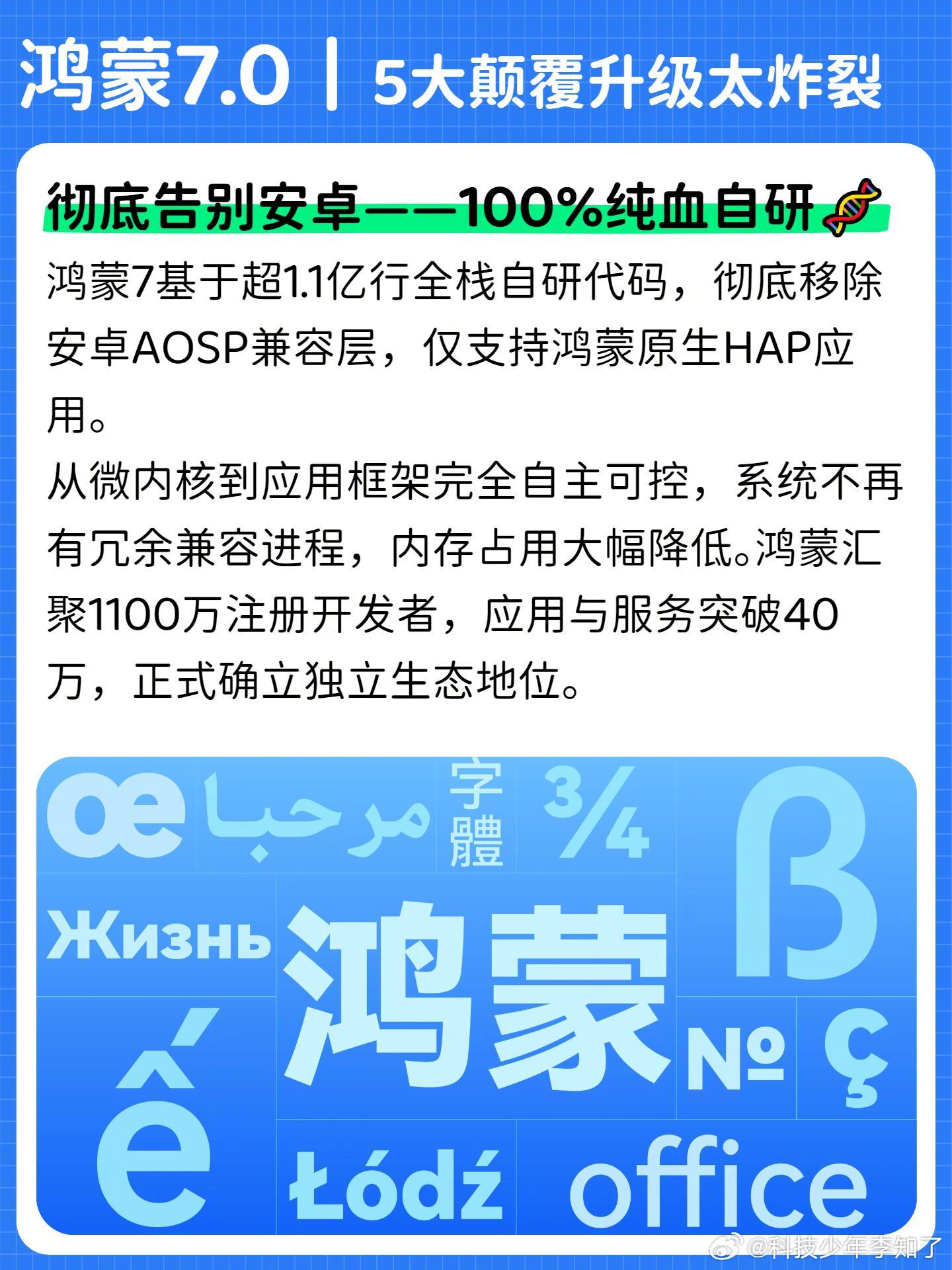 华为鸿蒙7来了！5大颠覆升级一篇看懂彻底告别安卓——100%纯血自研2️⃣Ag