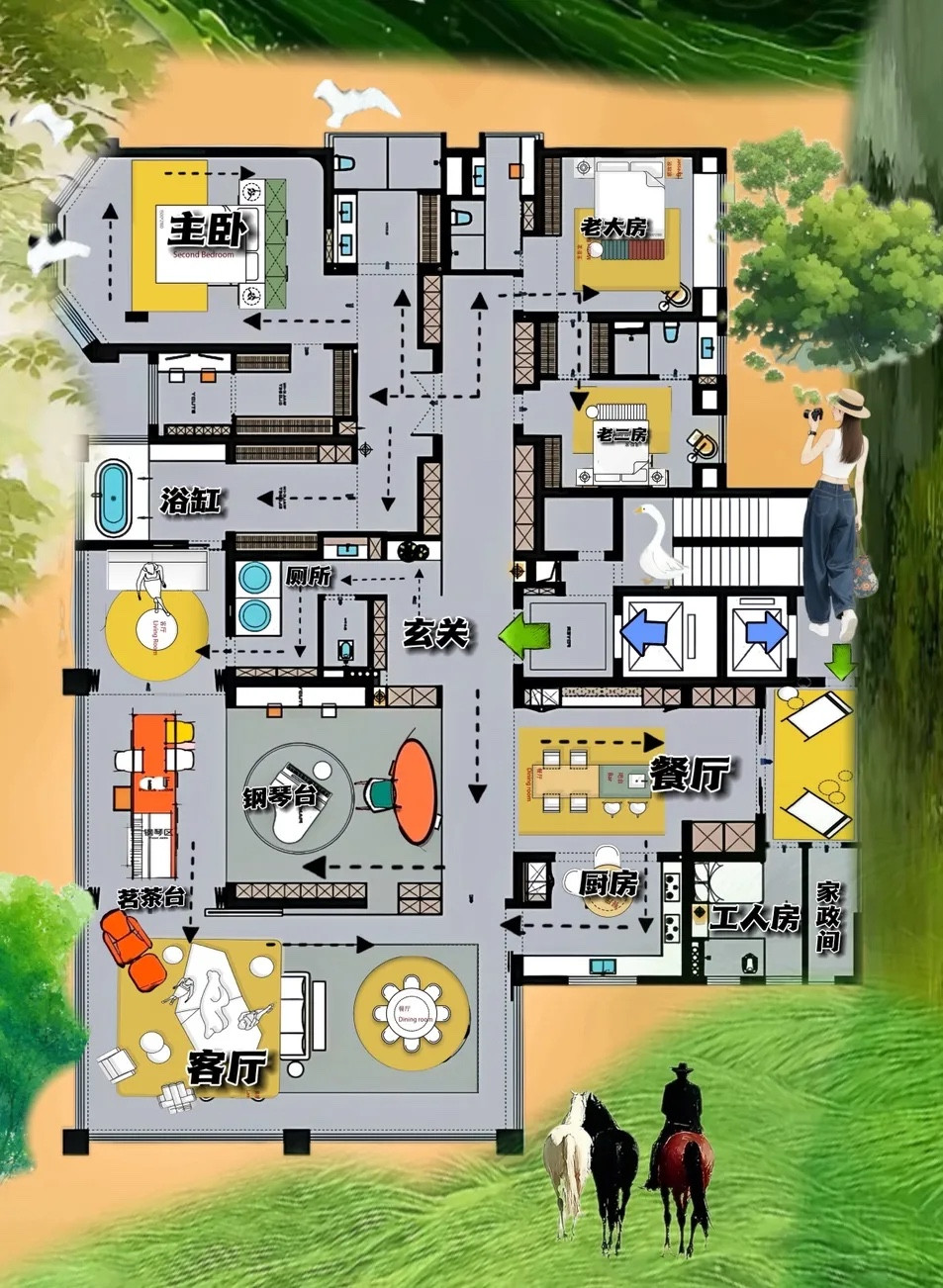 亲手改一户，比喊口号说理念强千万倍，435㎡本色真好看，空间划分有有点慵懒的味