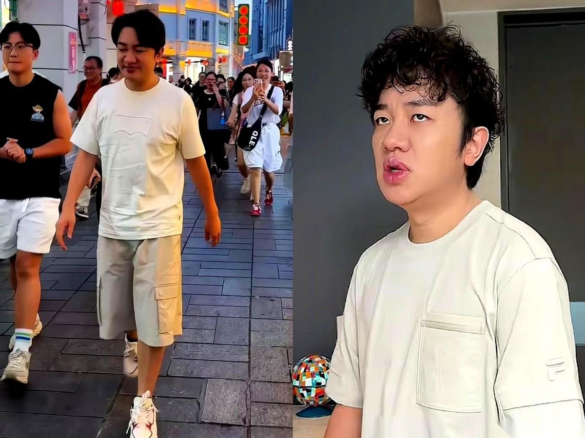 王祖蓝在桂林一家米粉店拍视频，本来是件好事。店里热气腾腾，嗦粉的声音此起彼伏。