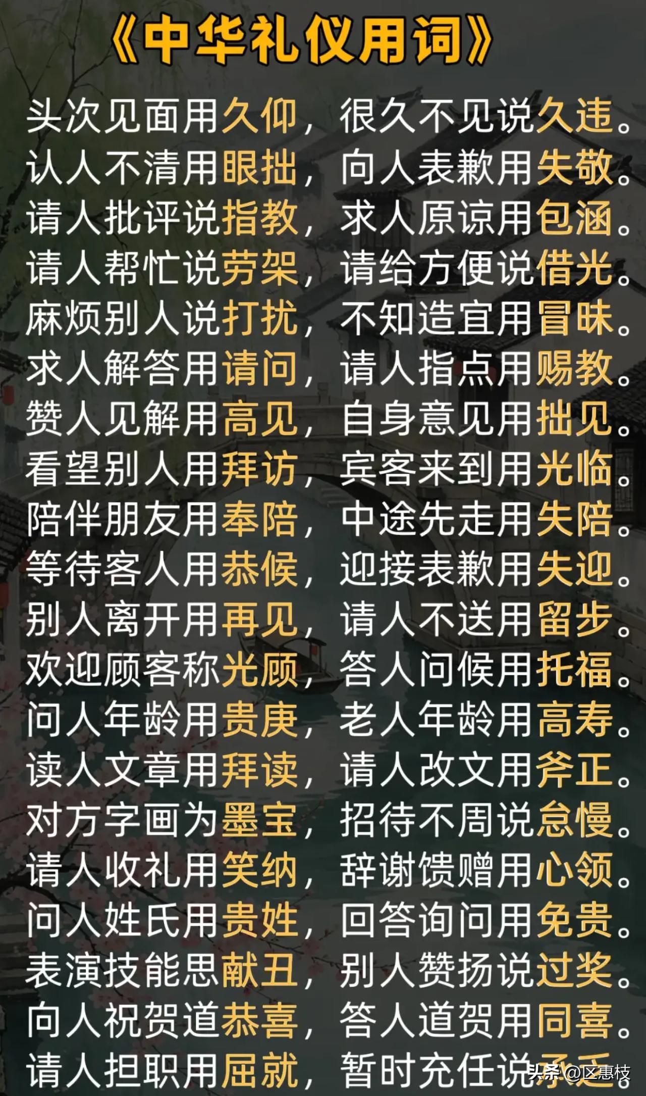 《中华礼仪用词大全》，教你如何优雅地说话！