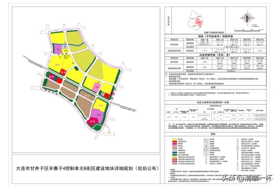 甘井子4B街区详控规：产城融合，6号线横向穿越！本规划街区位于大连市甘井子区