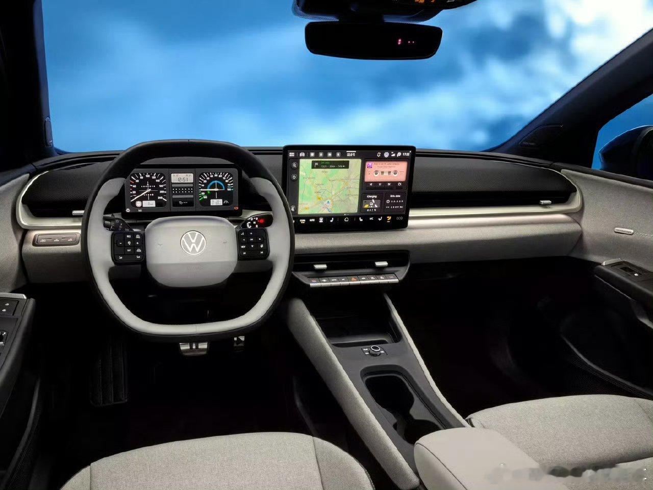 大众ID.Polo内饰图来了，实体按键终于回归，不过方向盘上是不是放的太多了🤣