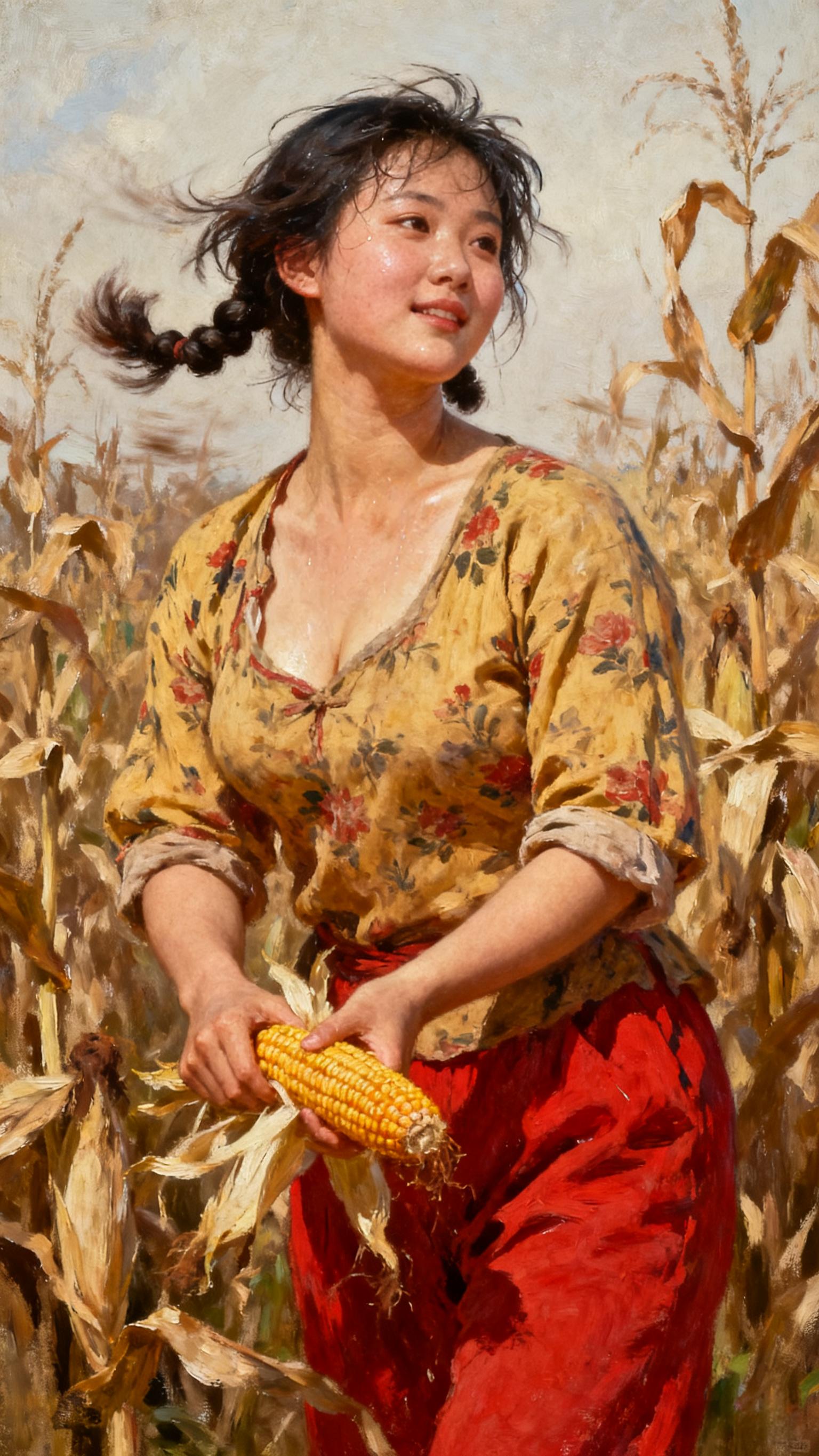 油画艺术 乡土气息 玉米