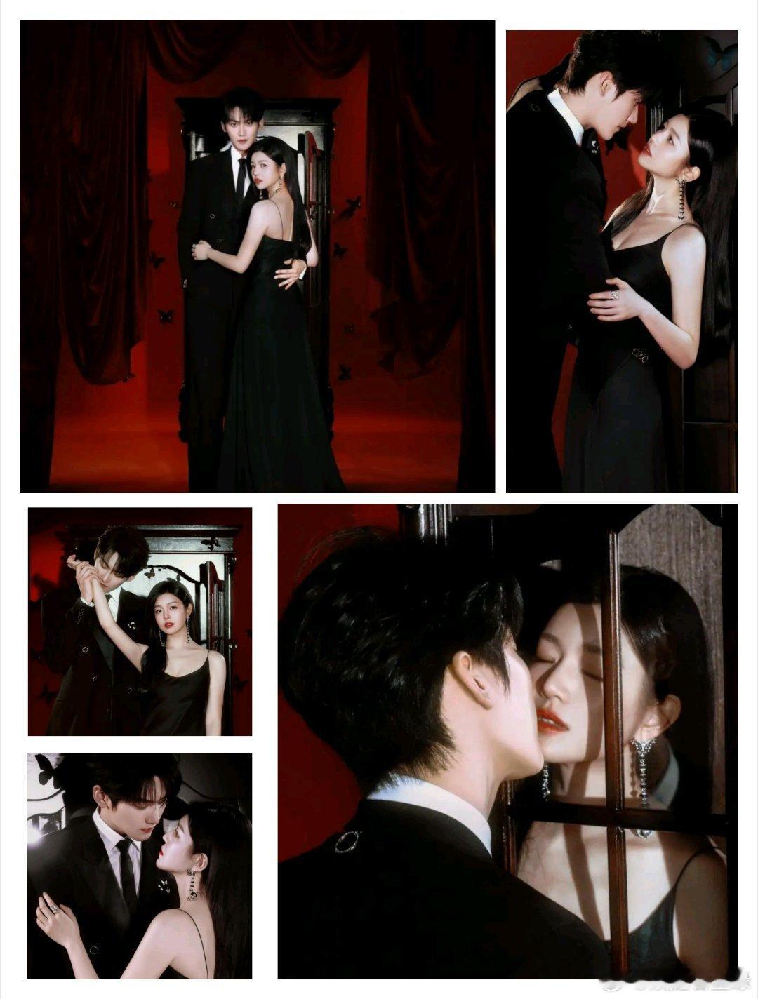 陈妍希身着一袭黑色吊带裙，尽显美艳与性感；周柯宇则以沉稳造型与之呼应。两人最新释