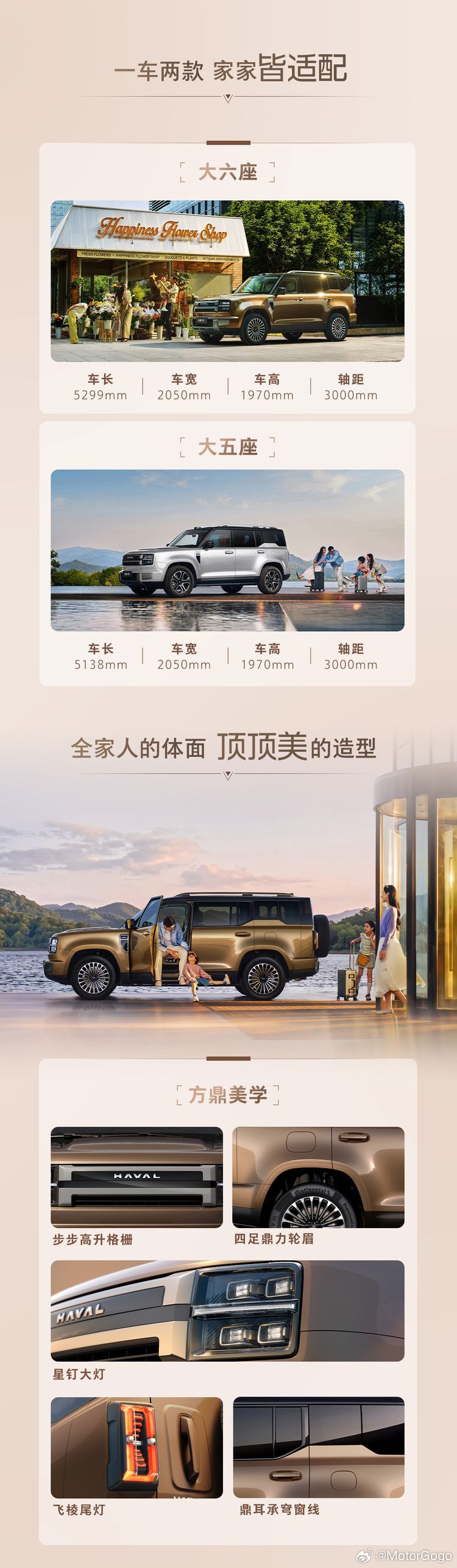 长城H10开启预售，有5座和6座两种座椅版本，预售价为21.48~