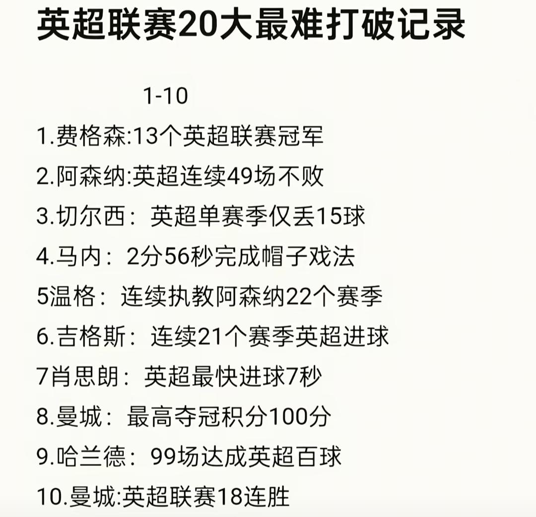 英超历史第一纪录，永远是弗格森的13个联赛冠军！瓜迪奥拉执教曼城9年才6个，