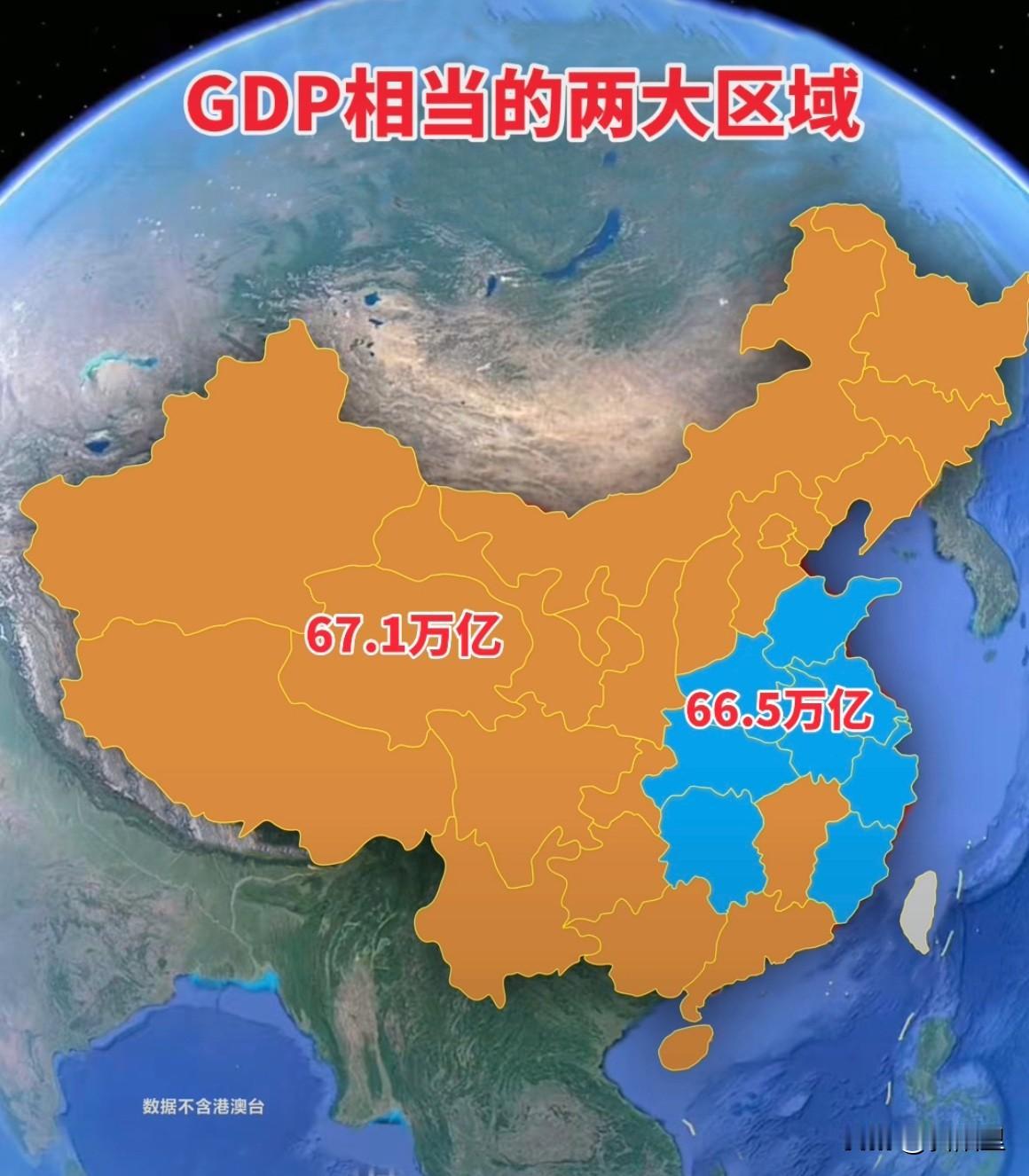 真难以想象，广东要一拖20个省市才能勉强比个高下！这是中国GDP相当的两大区域