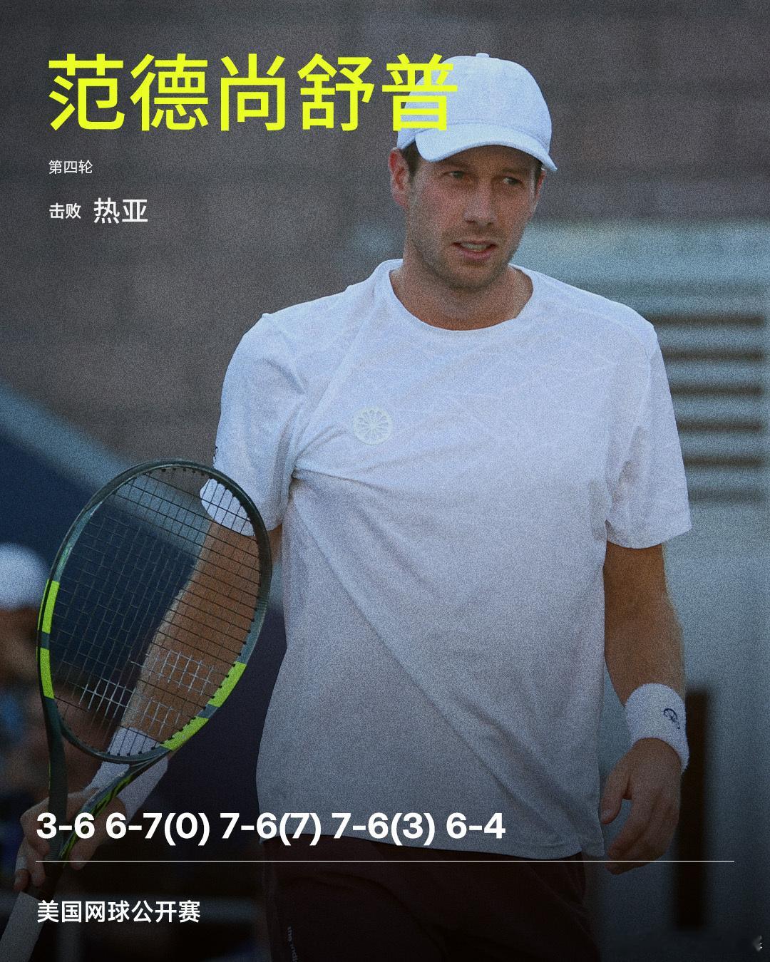 范德尚舒普重返美网八强👍美网2026男单第四轮，范德尚舒普苦战5小时12分钟