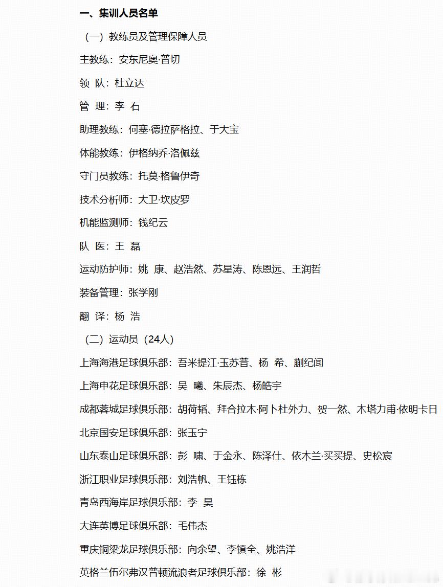 足协官方也公布了本届亚运队的完整名单，其中确认了前北京国安梯队教练于大宝将出任安