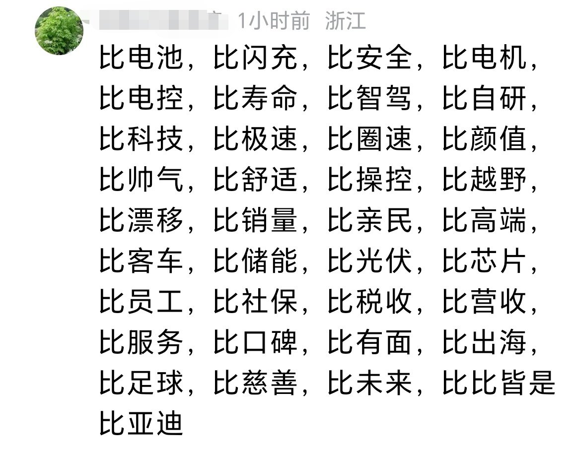 今天在评论区看到一个网友，这样来夸比亚迪，只能说有才呀[笑着哭]​