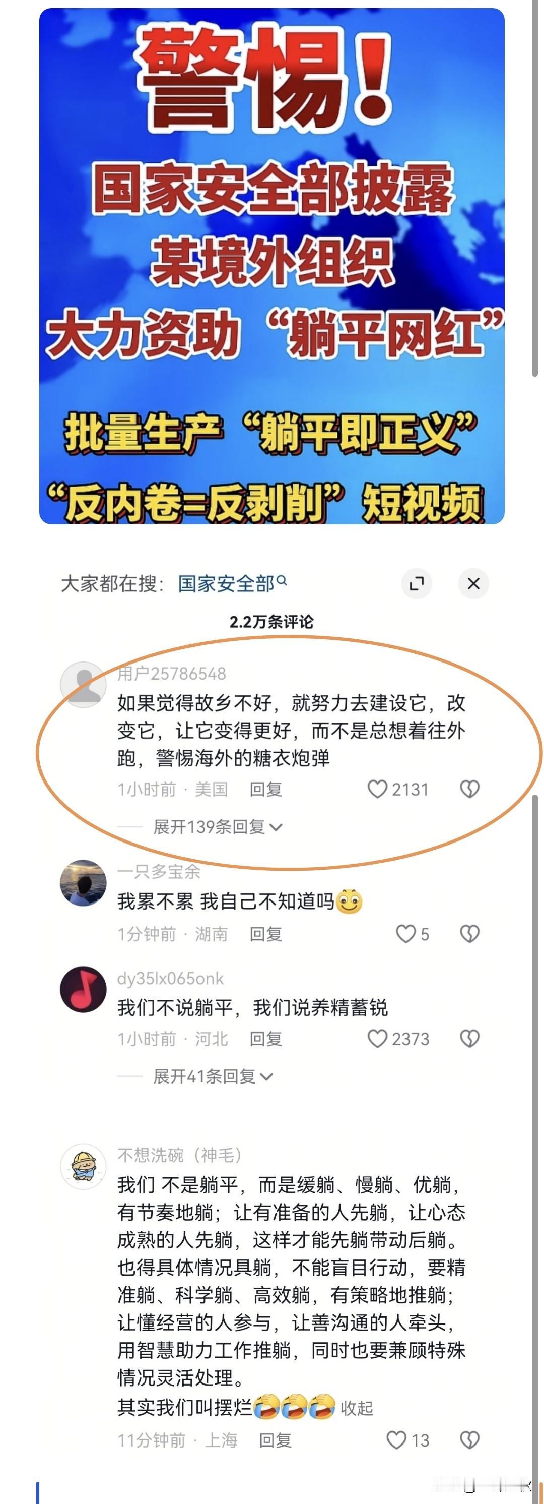 我发现一个美国Pl在警惕“躺平”报道下带节奏。这小子说起话来一套一套的。[灵光一