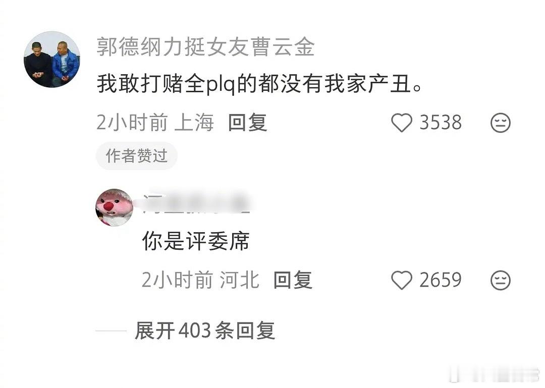 “我敢打赌全plq的都没有我家产丑”