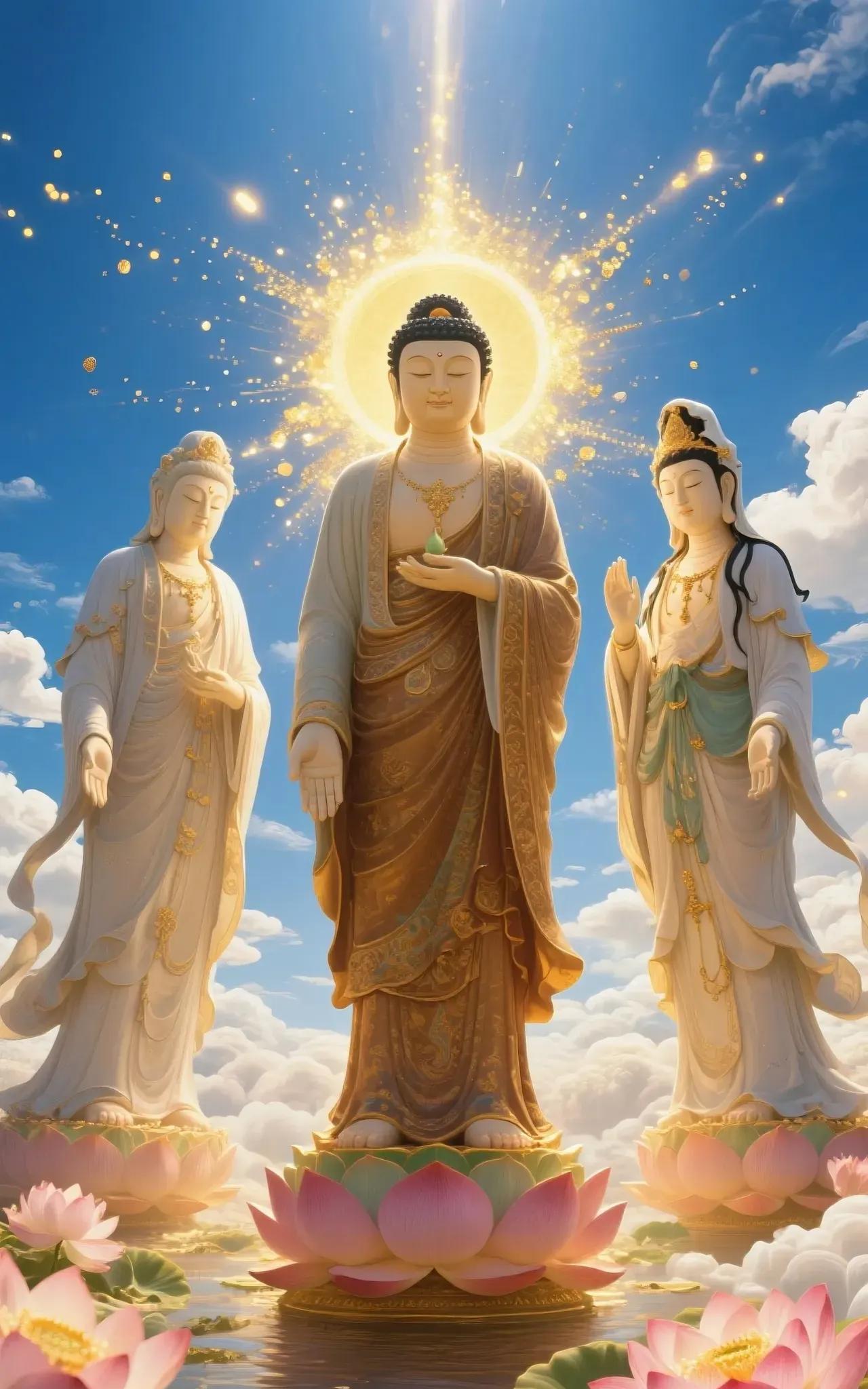 在东方古老的精神长卷中，西方三圣宛如三盏不灭的明灯，照亮无数人心灵的归途。由阿弥
