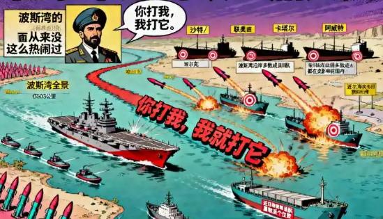 过去48小时里，这场“砸船大战”越打越激烈。最开始是伊朗对美国两艘军舰发动攻击，