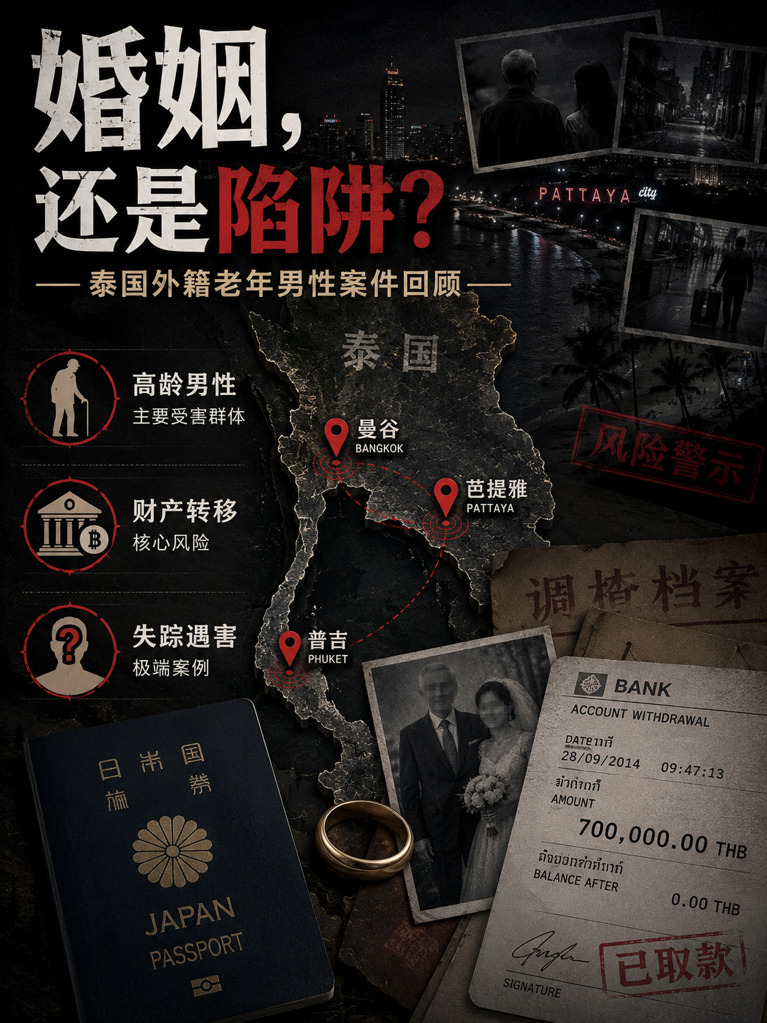 泰国跨国婚姻乱象:多起外国老年男性遇害、失踪近年来,泰国境内涉及外国男性与泰籍配