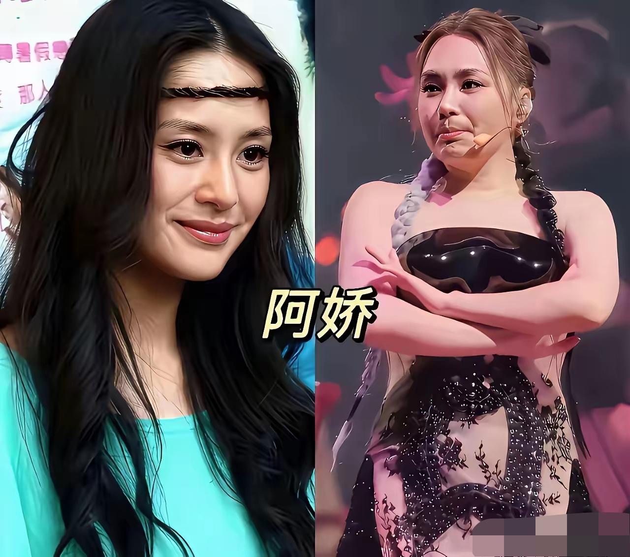 回看一众明星今昔身形对比，变化格外鲜明。不少女星从前身姿纤细，模样明艳动人，发福