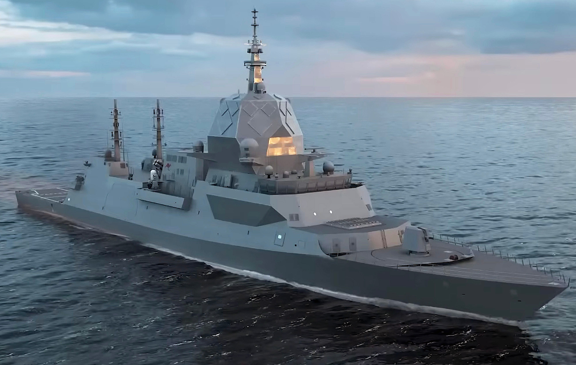 澳大利亚猎人级护卫舰的最新渲染图，CEFAR2三波段雷达的尺寸不断增大……猎人级