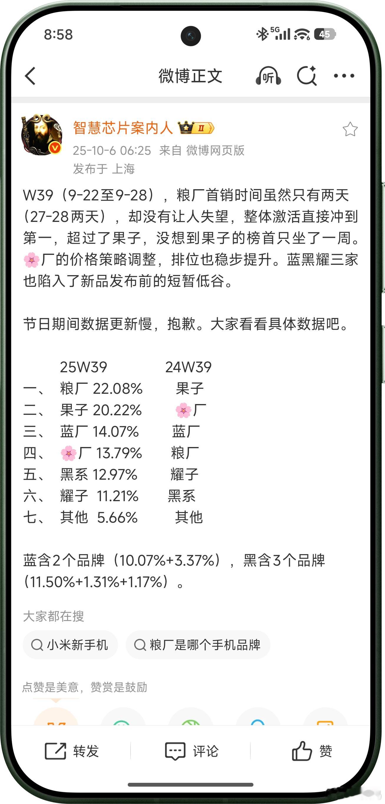 小米只让苹果坐了一周的国内激活量第一。[滑稽笑]小米17系列大战iPhone