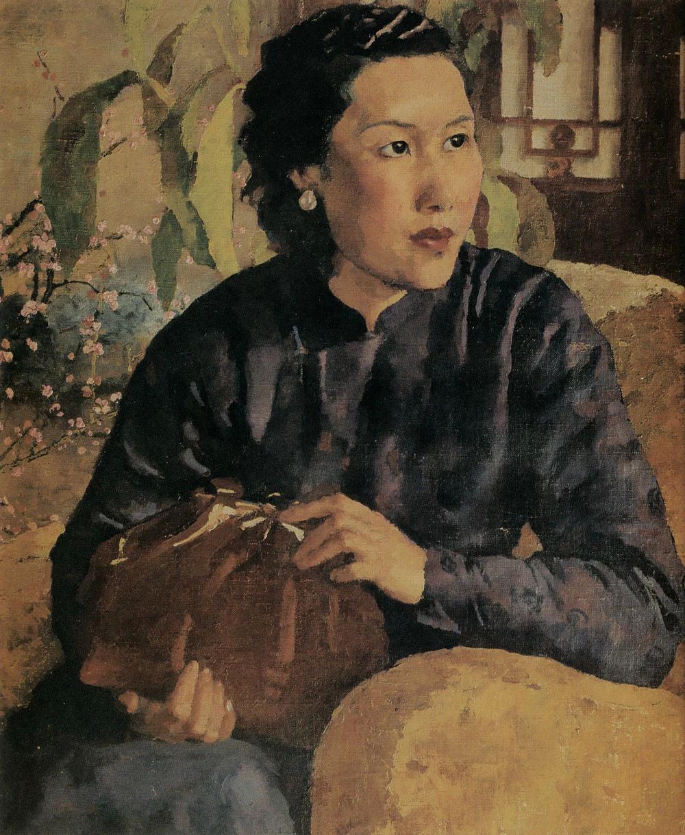 在北京徐悲鸿纪念馆，见到徐悲鸿1947年为夫人廖静文所绘的两幅人物肖像画。一