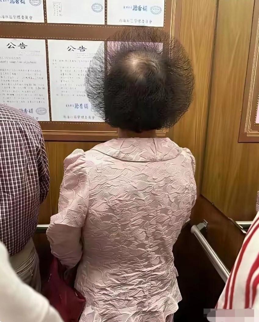 大妈这发型也太独特了！一时之间竟不知该用什么词来形容。这发型是在哪做的呀，给她做