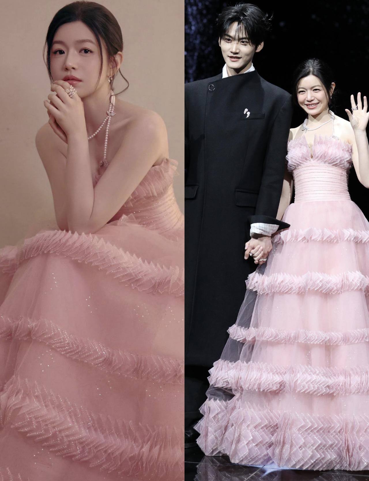 微博之夜的红毯，我被活活“闪瞎”了。不是灯光。是陈妍希。她牵着小19岁的周