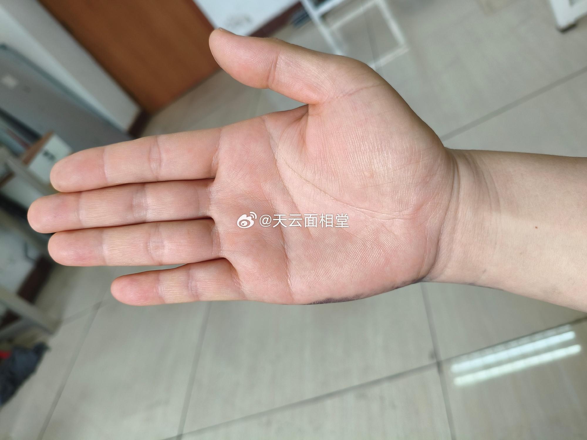 【手相简单点评】耿直的人，但是内心柔软，为人比较和气，也有点内向，情感史比较少，