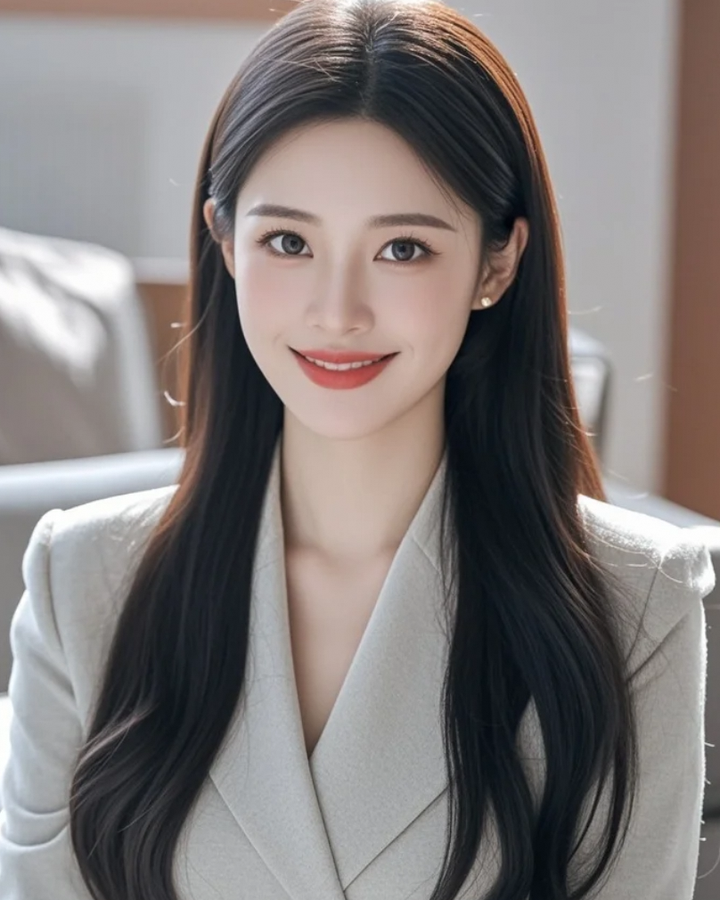 长发飘逸+红唇精致，这样的职场女总裁谁能拒绝？