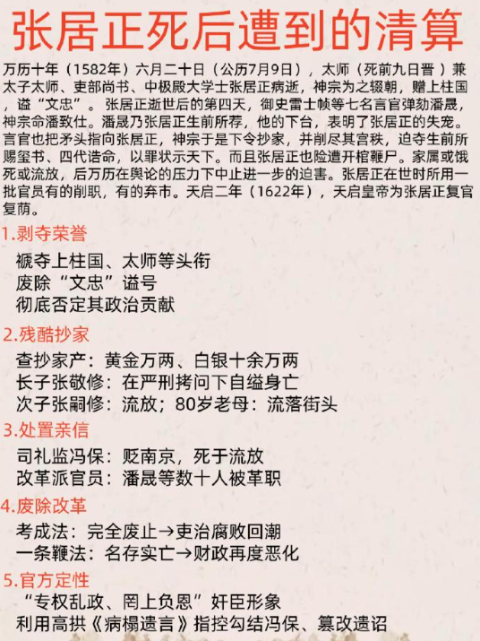张居正去世后遭到的清算。​​​