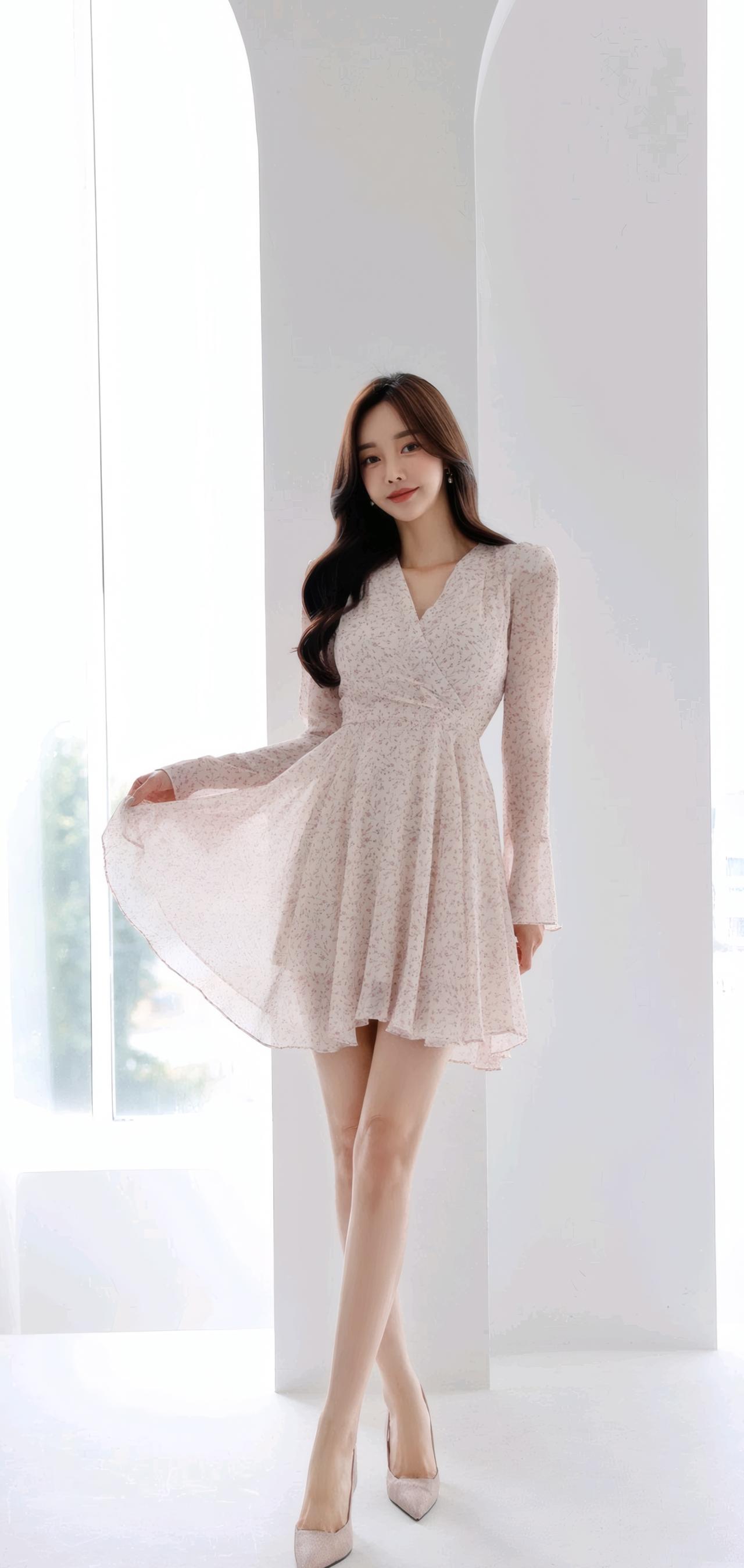 温柔甜美的粉色连衣裙，优雅气质满满！