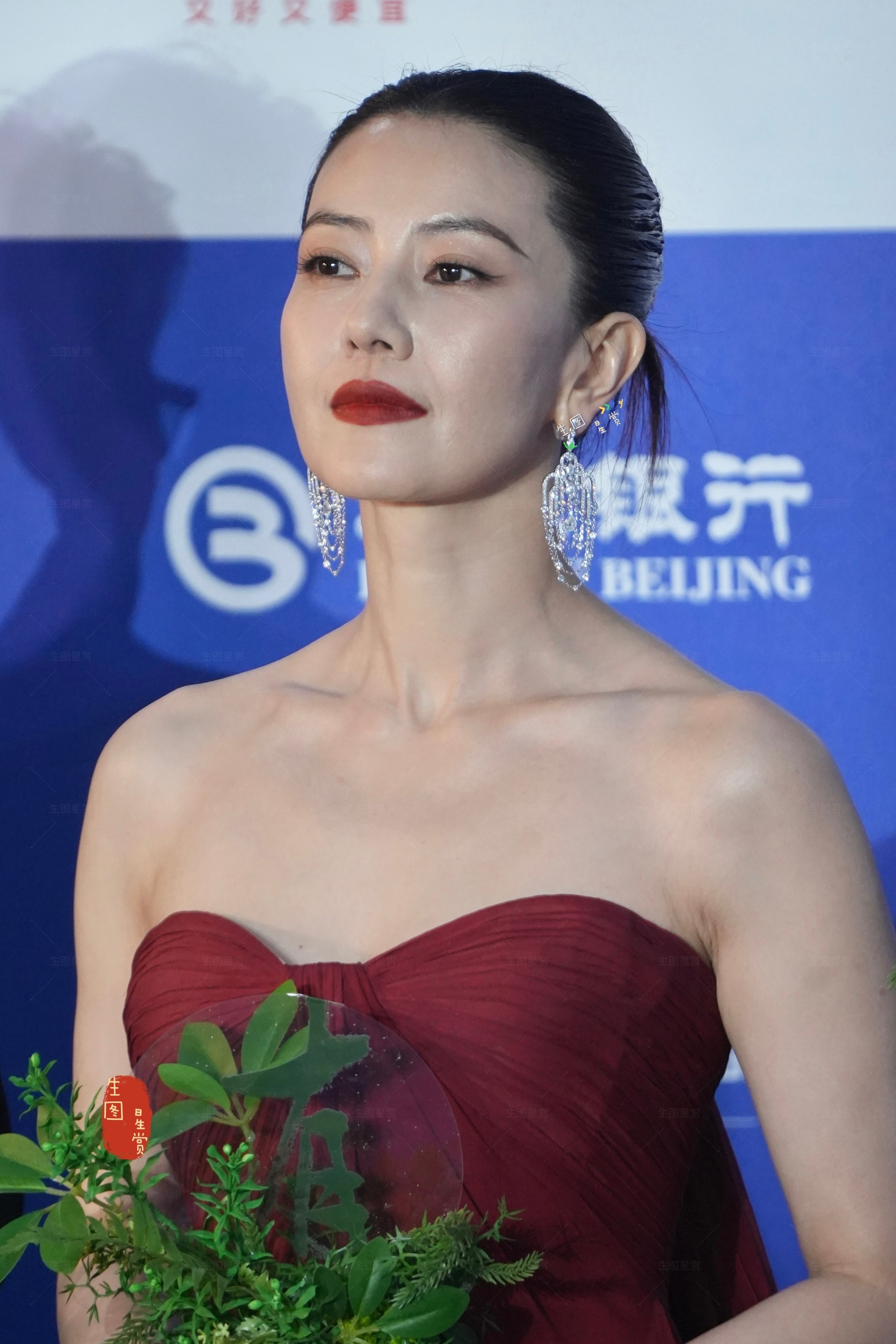 高圆圆北影节红毯生图掉落大美圆真明艳盛放的红玫瑰🌹北京国际电影节