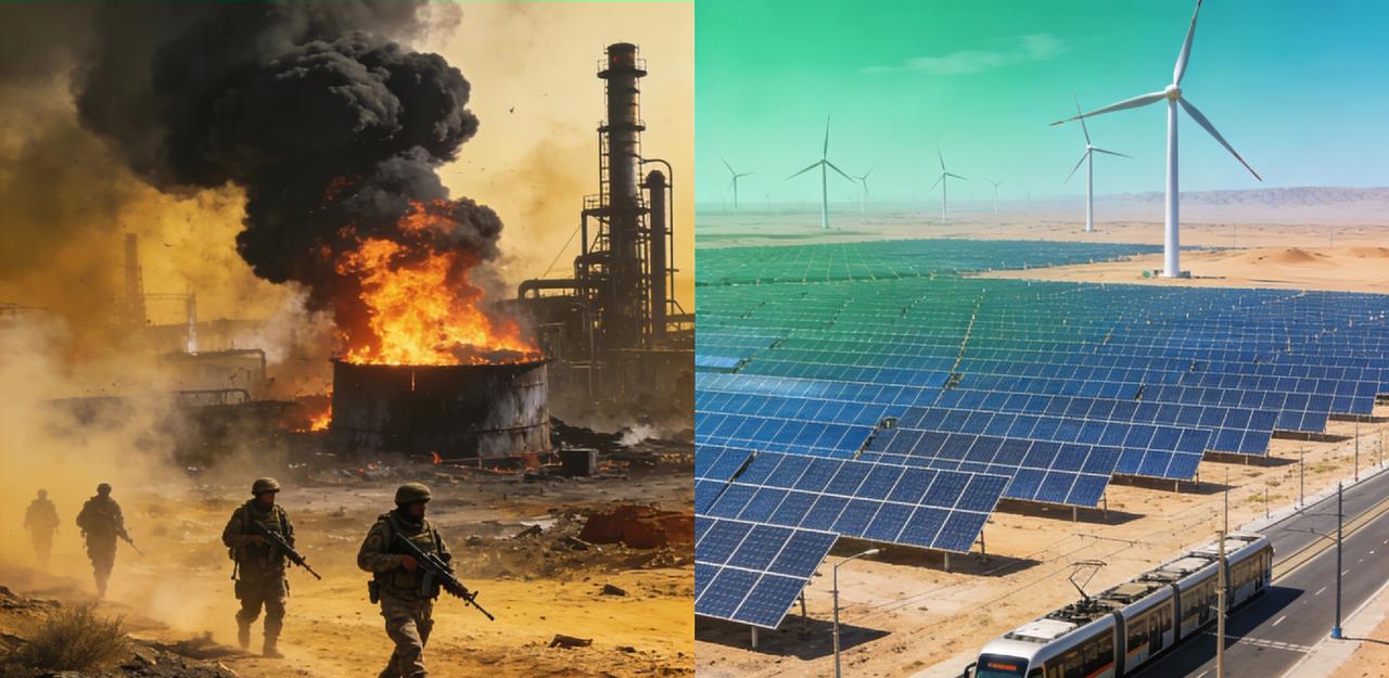 这波中东炮火一响，国际油价又得坐过山车。可回头看看自家门口，风电光伏板铺满戈壁滩