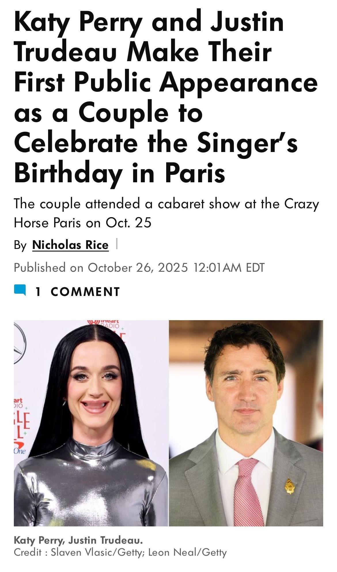 水果姐恋情水果姐恋爱水果姐KatyPerry昨日与加拿大前总理第一次以情侣身