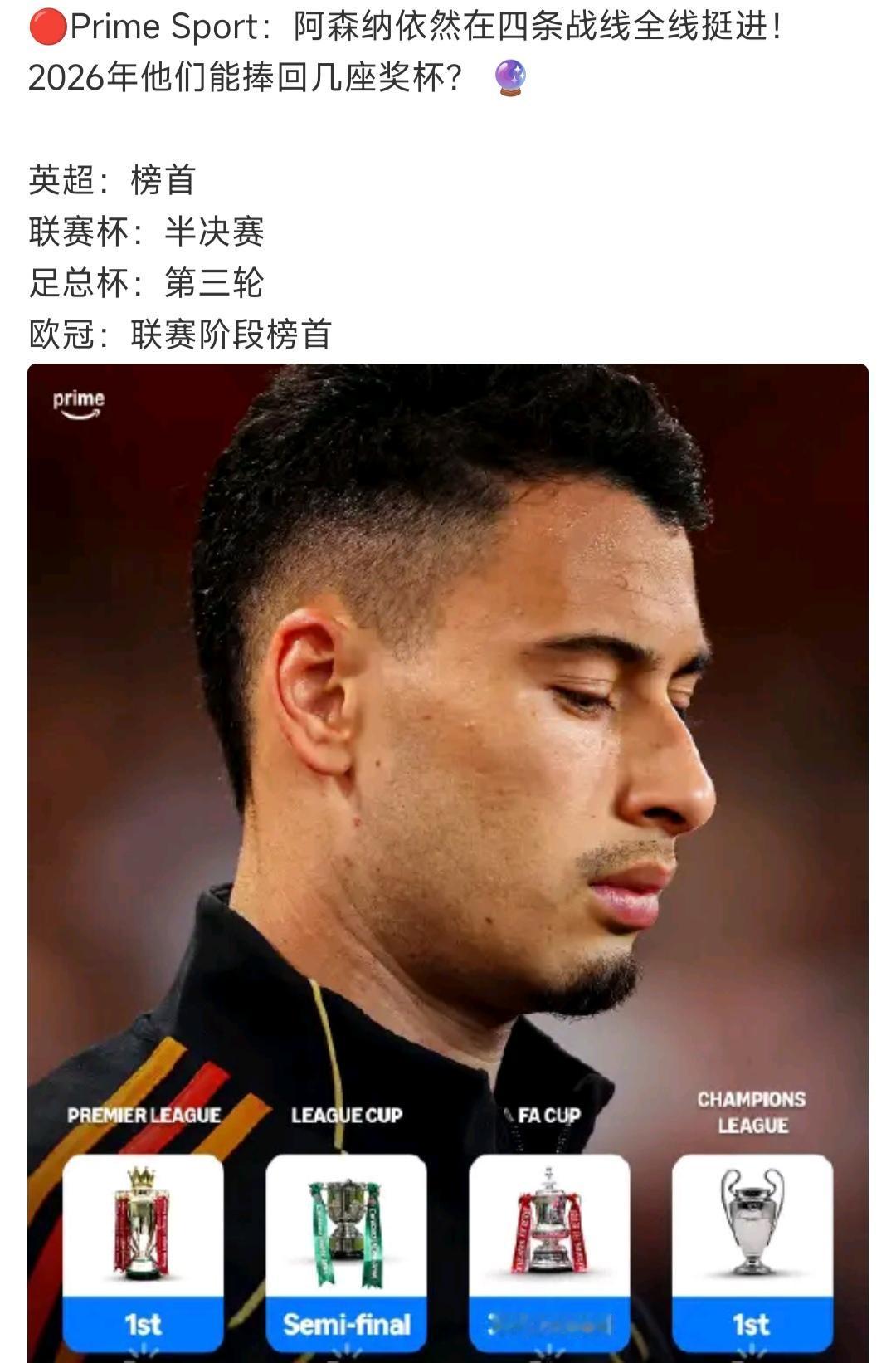 2025年圣诞节展望一下阿森纳四冠王，甚至更多的冠军。现在英超第一，欧冠第一