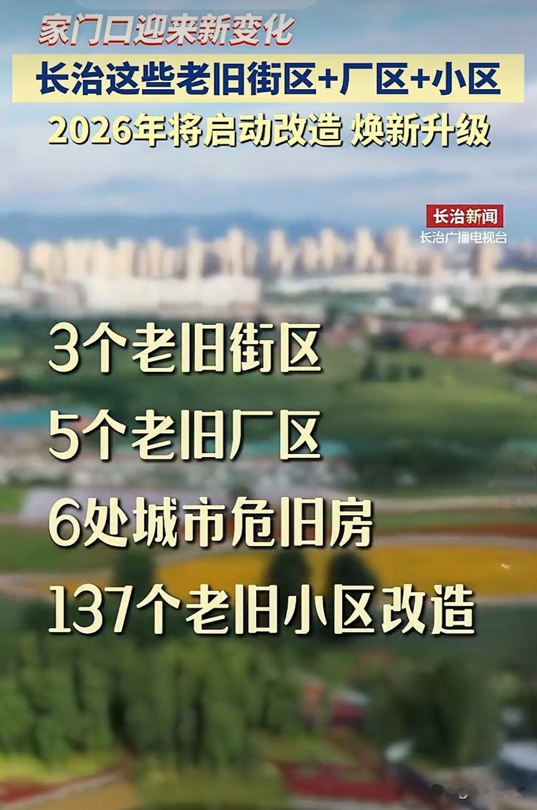 这些地方要更新改造了！山西长治地处晋东南，在城市建设上一直走在全省前列。今年