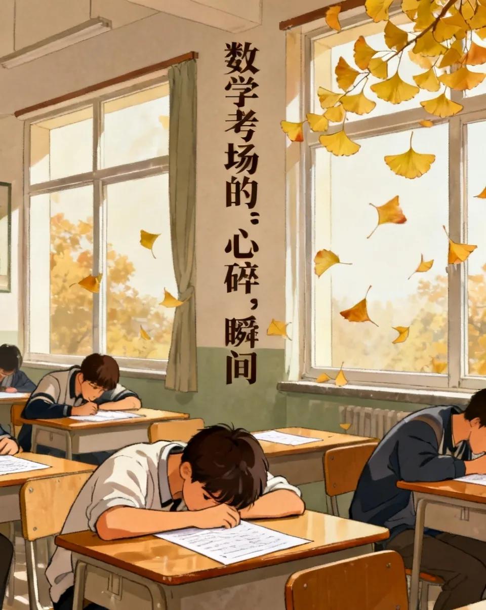 今天下午数学卷子一发，考场秒变“心碎修罗场”！本以为上午语文试水后能稳住阵脚