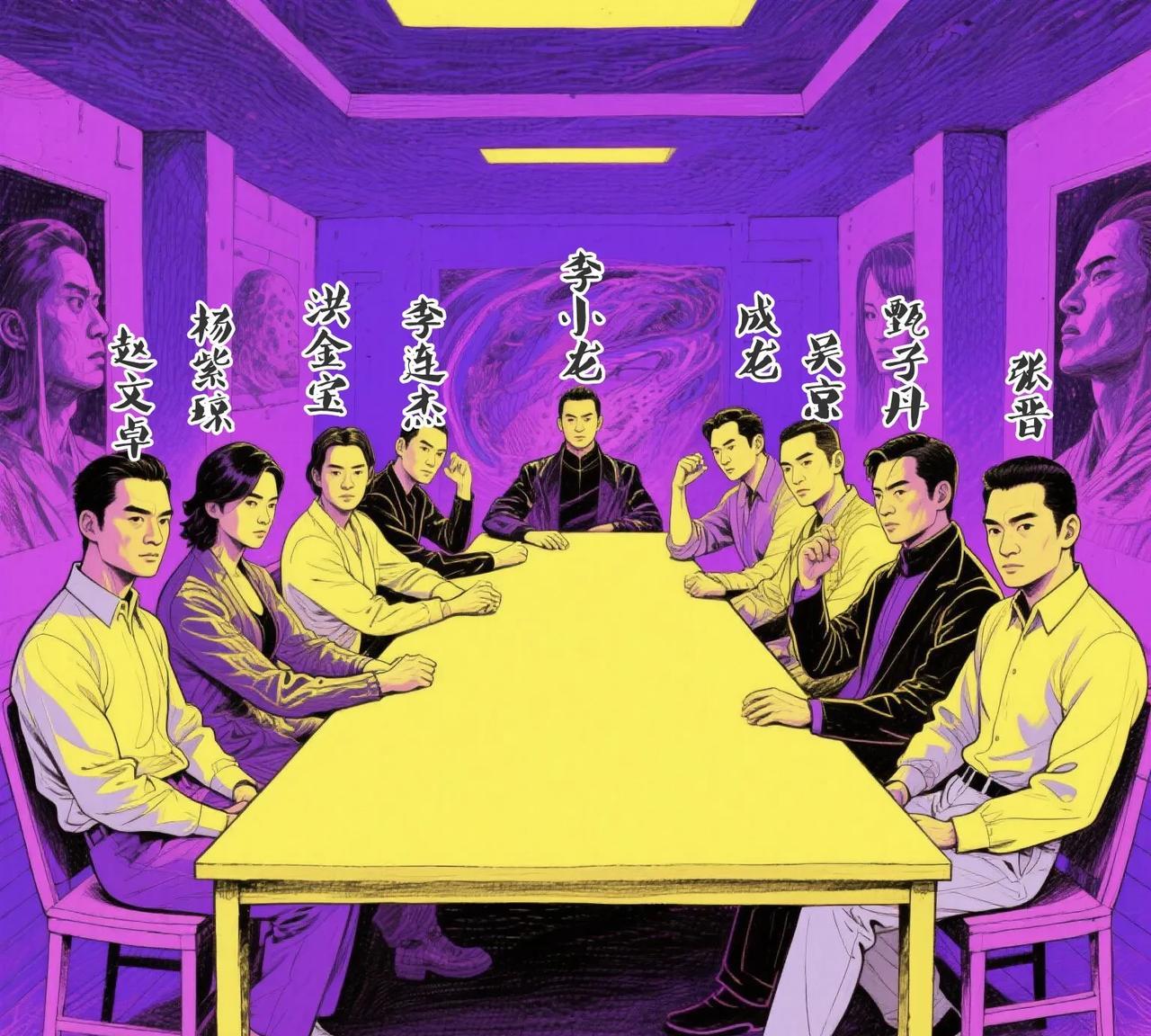 中国动作明星千千万，但是能上这一桌的只有这9人，其他人只能站着！李小龙必须坐C