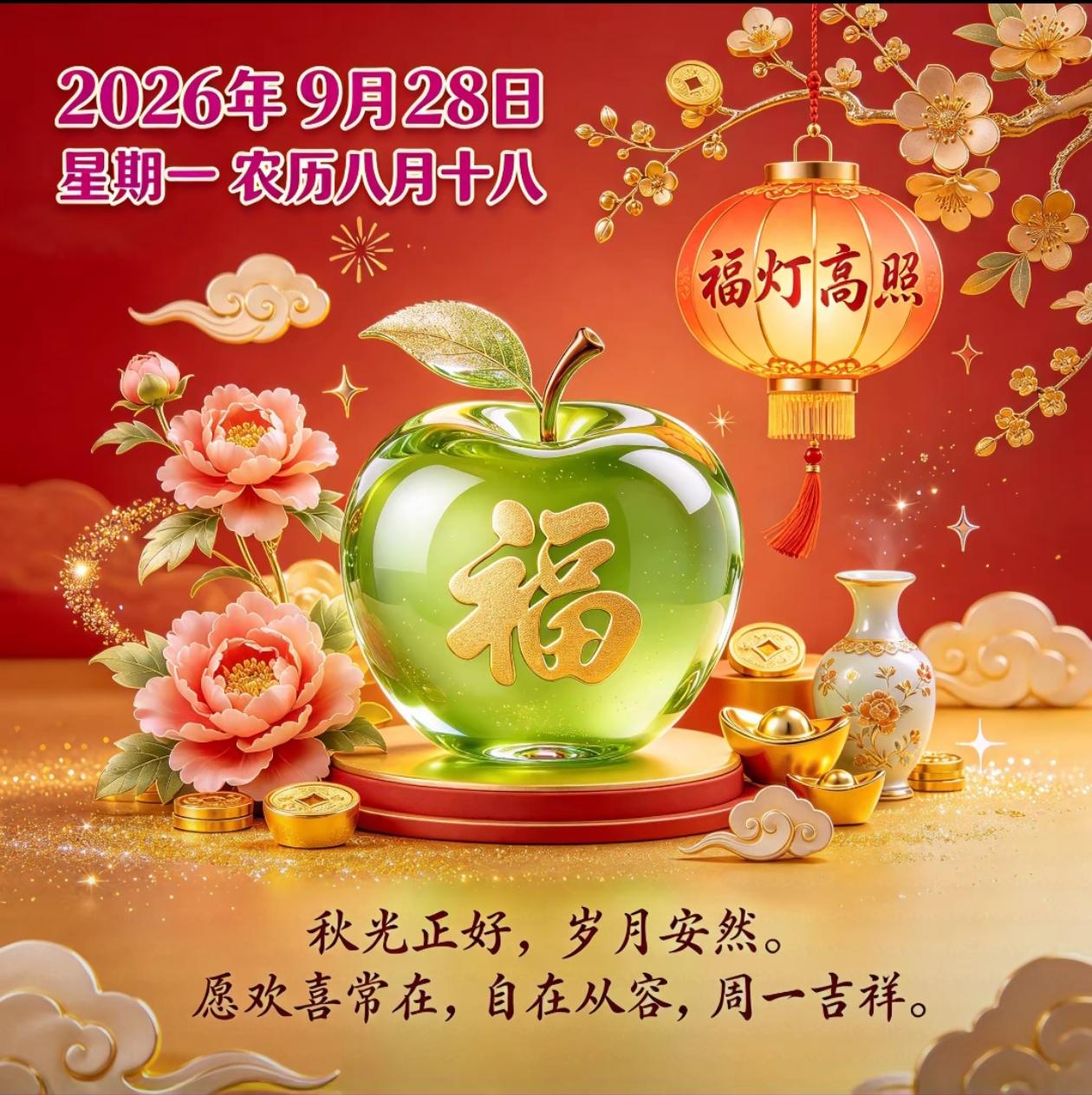 2026./9月28日，昙辉染秋，秋耀山河，恭贺国庆多欢乐🍁?