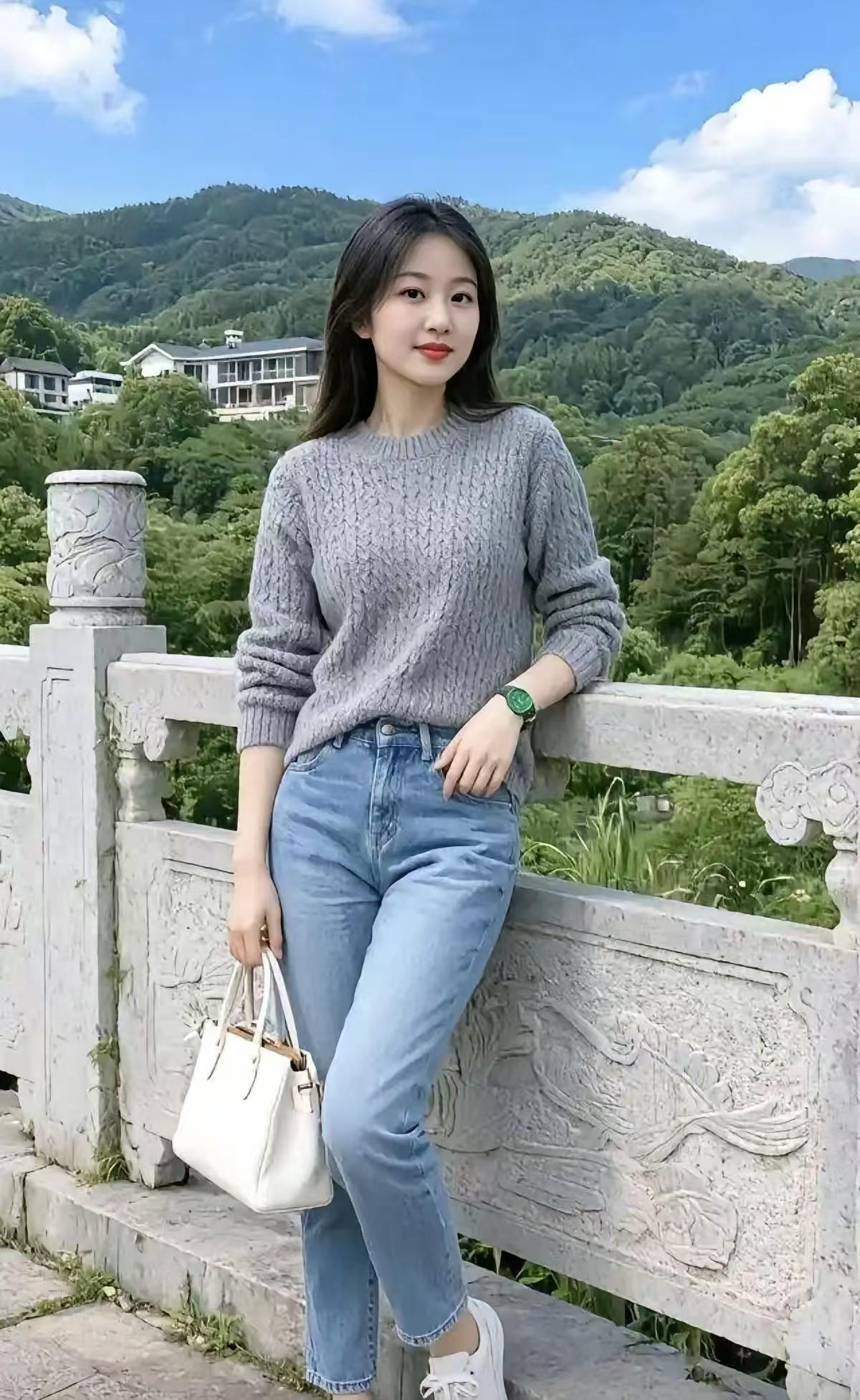 清江引·山村新貌休瞧美姬身后瞅，山抱楼盈秀。田园景色娇，科技兴农厚。富