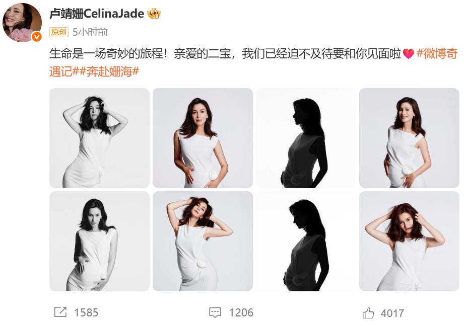卢靖姗二胎孕肚写真卢靖姗晒二胎孕肚写真：“生命是一场奇妙的旅程！亲爱的二宝，我