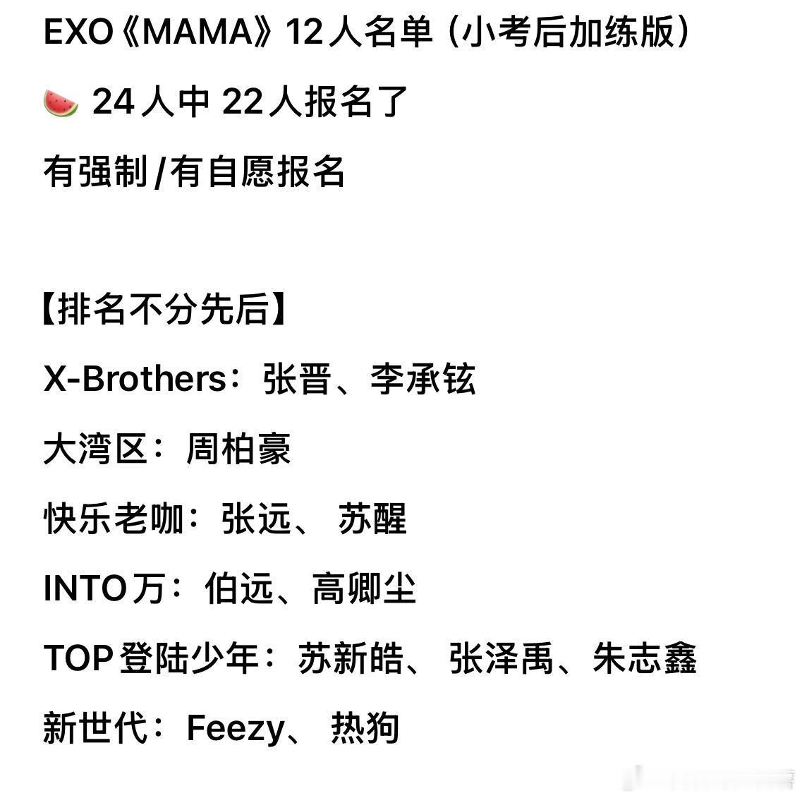 披荆斩棘披荆斩棘5·《MAMA》确定名单12人披荆斩棘5《MAMA》