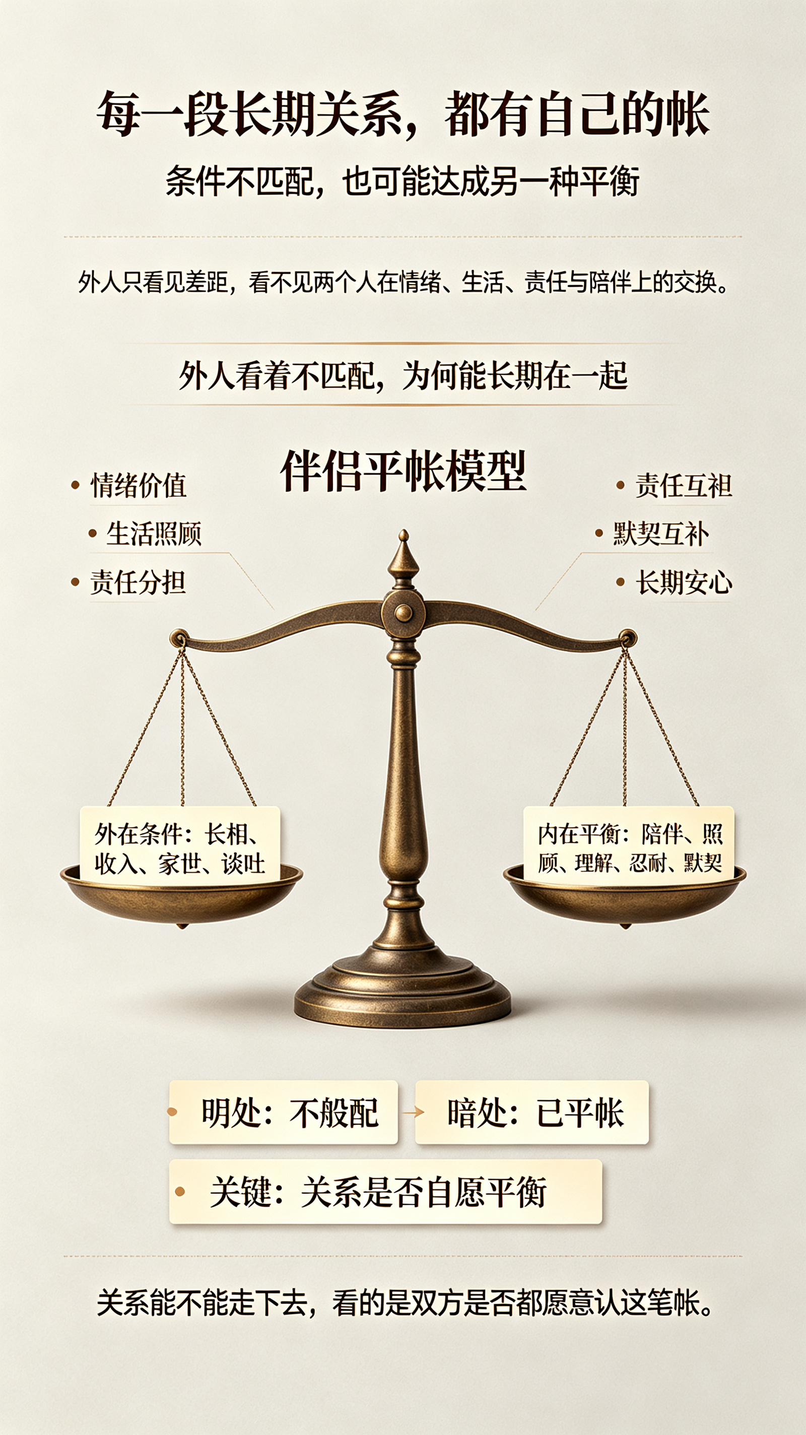 所有看起来不匹配，却长期在一起的伴侣，在外人看不到的地方，其实都是平了帐的。