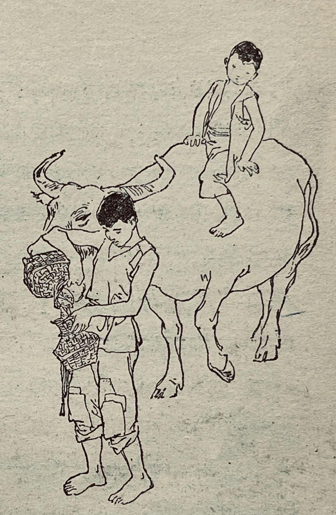 80年代儿童题材插图中的精品，韩硕的线描干净利落，既保留了传统白描的韵味，又以松