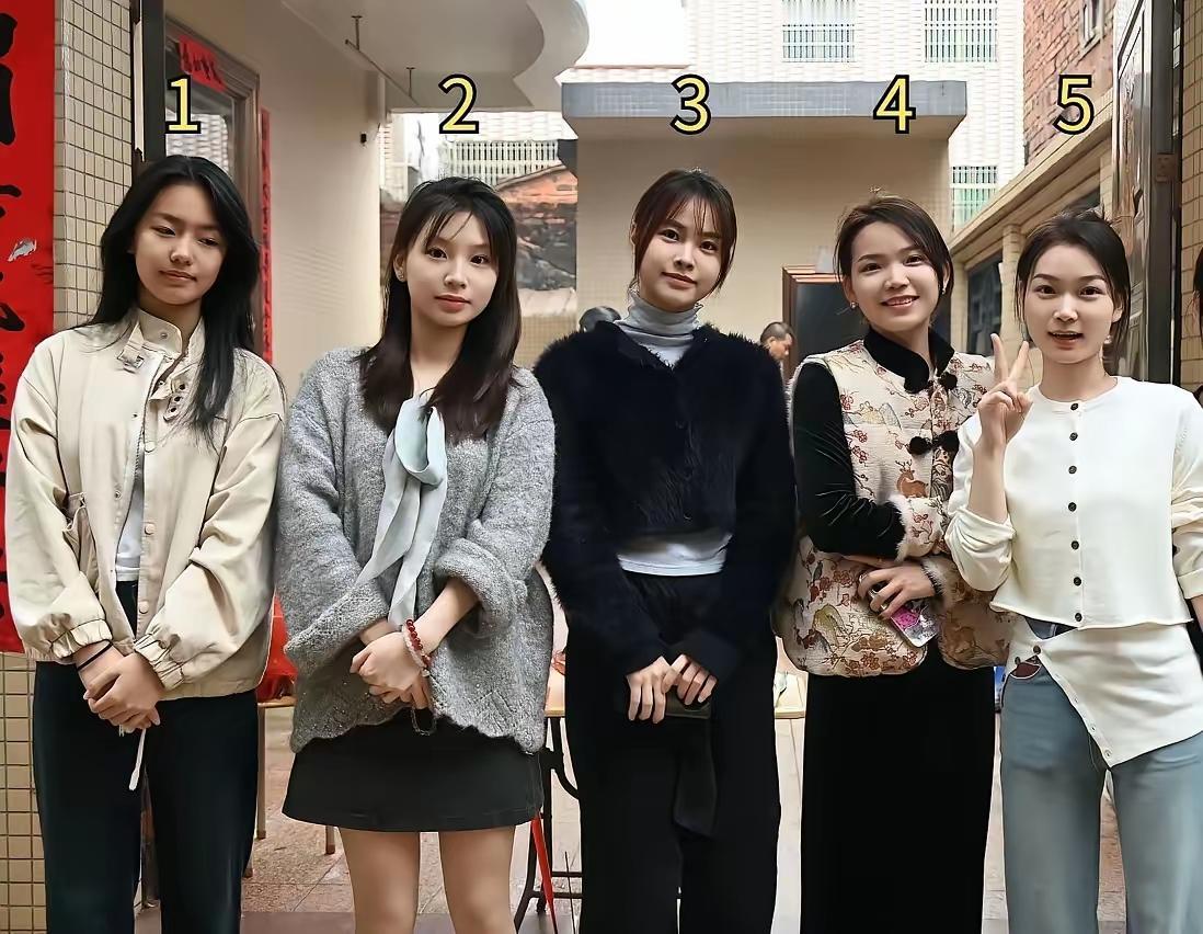 五位女生，以你的审美，几号适合娶回家？