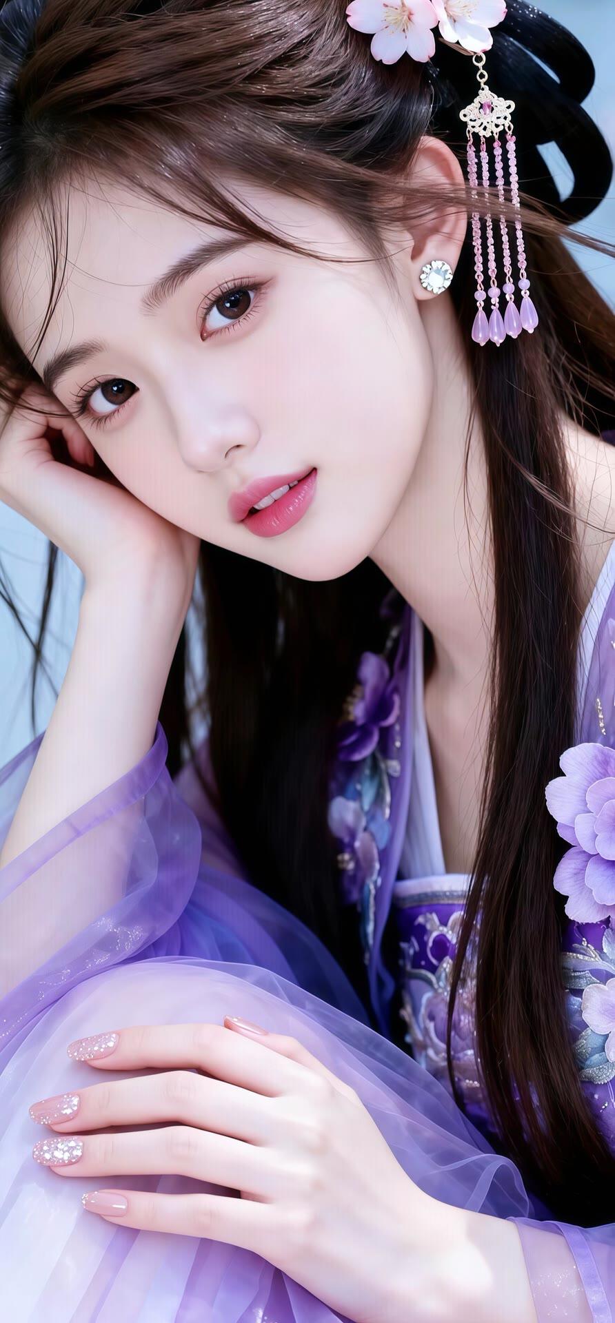花间美人，轻纱拂面。