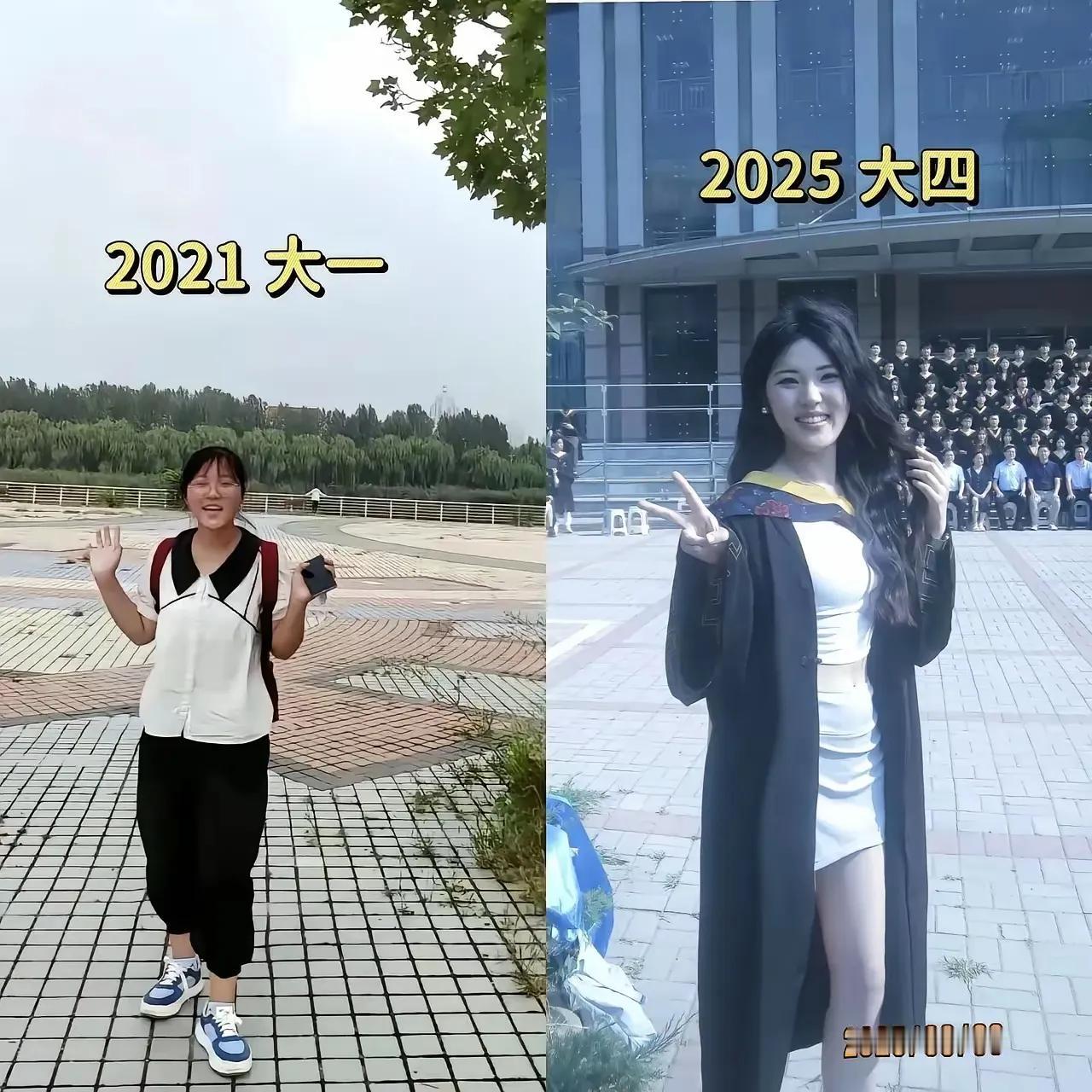 四年的大学生涯，真的是可以改变一个人的。从女孩到女人历经了四年的磨炼，图上这