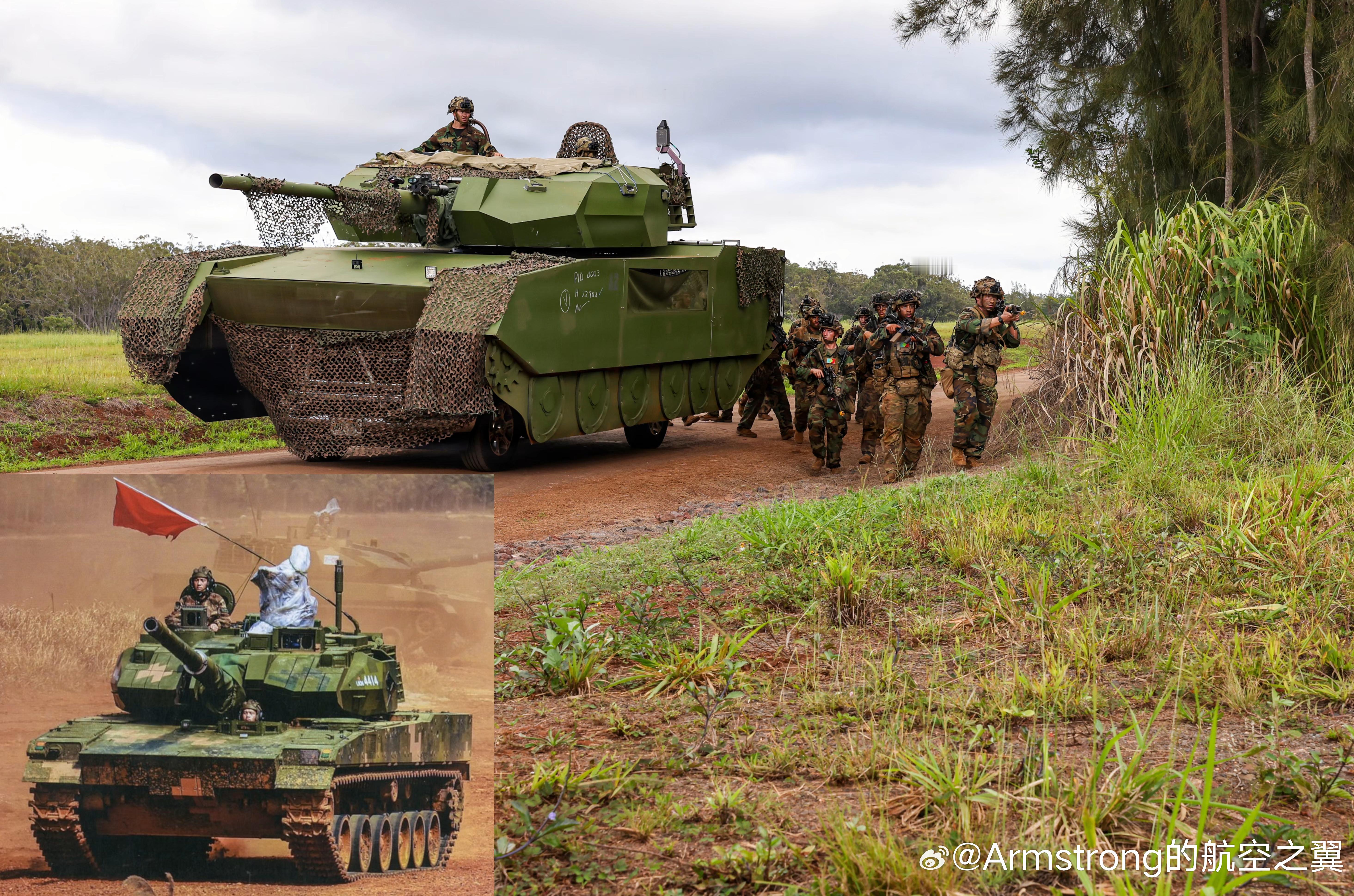 美国陆军第25步兵师第2机动旅的皮卡套壳胶合板ZTQ-15轻坦假想敌，夏威夷斯科