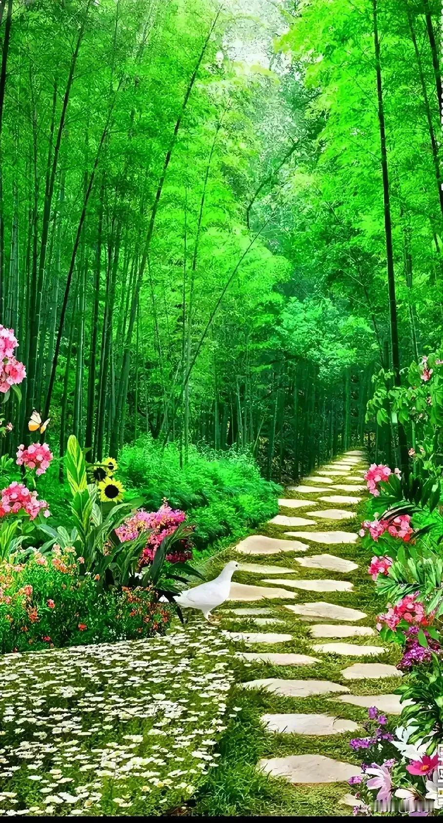 上联:且宿云湖听叶语下联:偶行竹径聆风吟横批:闲情逸致