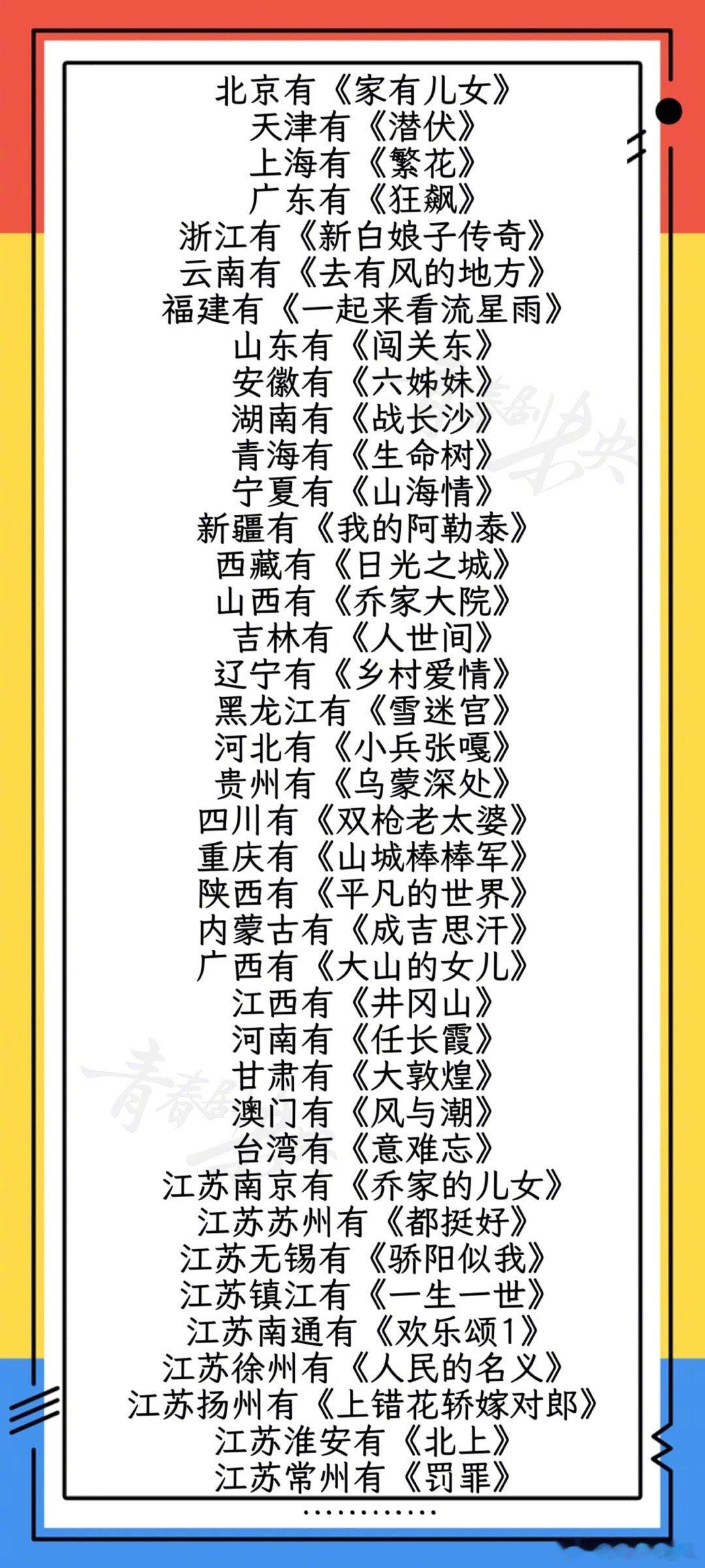 各省都有自己的剧圈代表作了