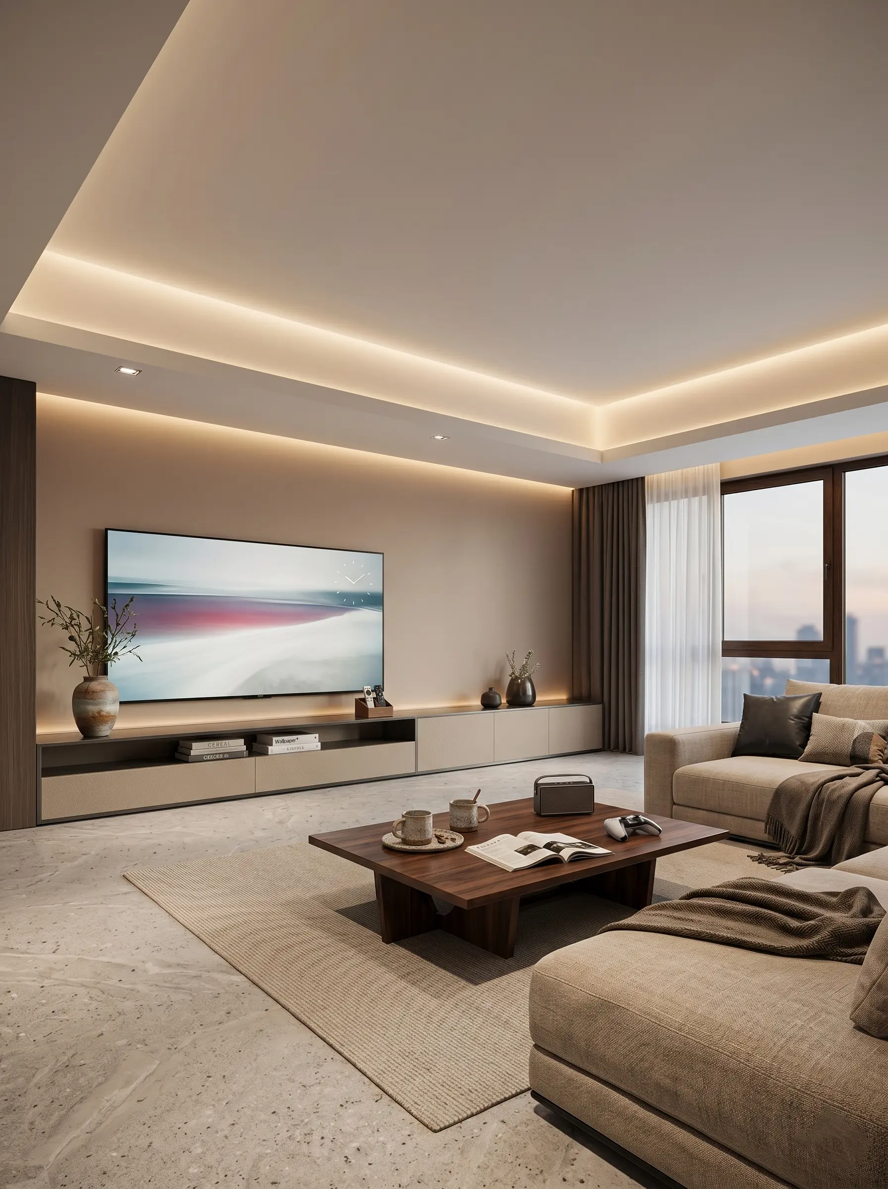 成都142平极简风，不过度装修的家很高级。，没有一点压迫感。米色负责通...