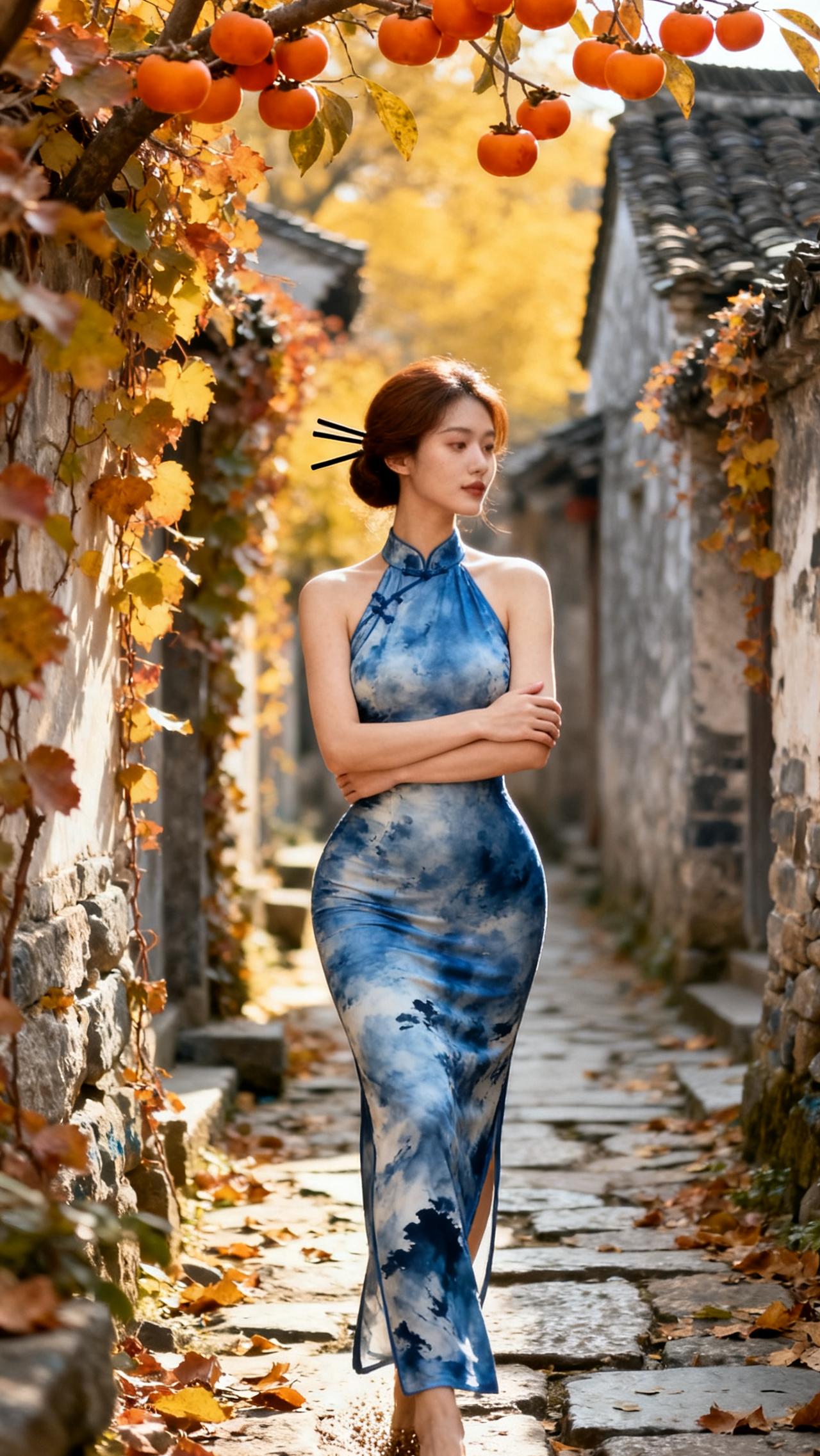 今日美图：婀娜多姿！旗袍美图壁纸共享今年冬天的不同江南古镇美图